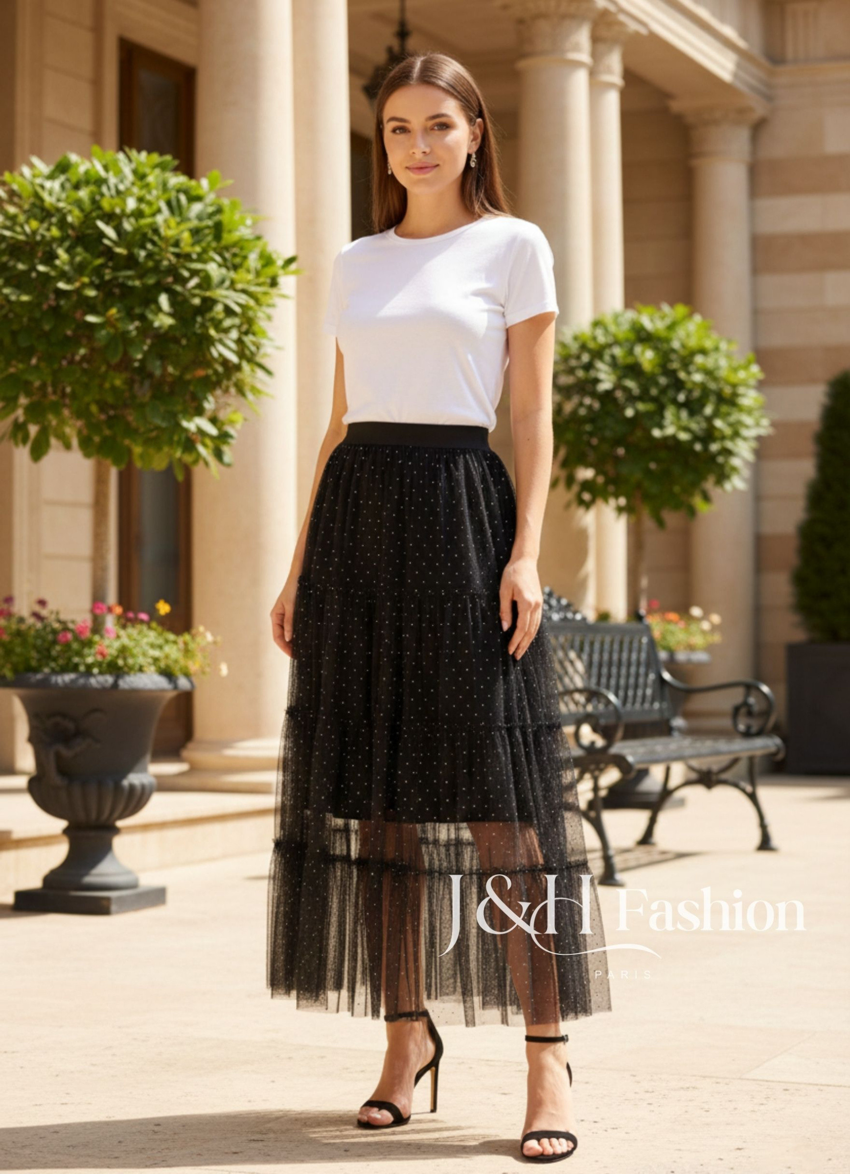 Mayorista J&H Fashion - Falda de tulle de hojaldre largo y ancho en estrasas