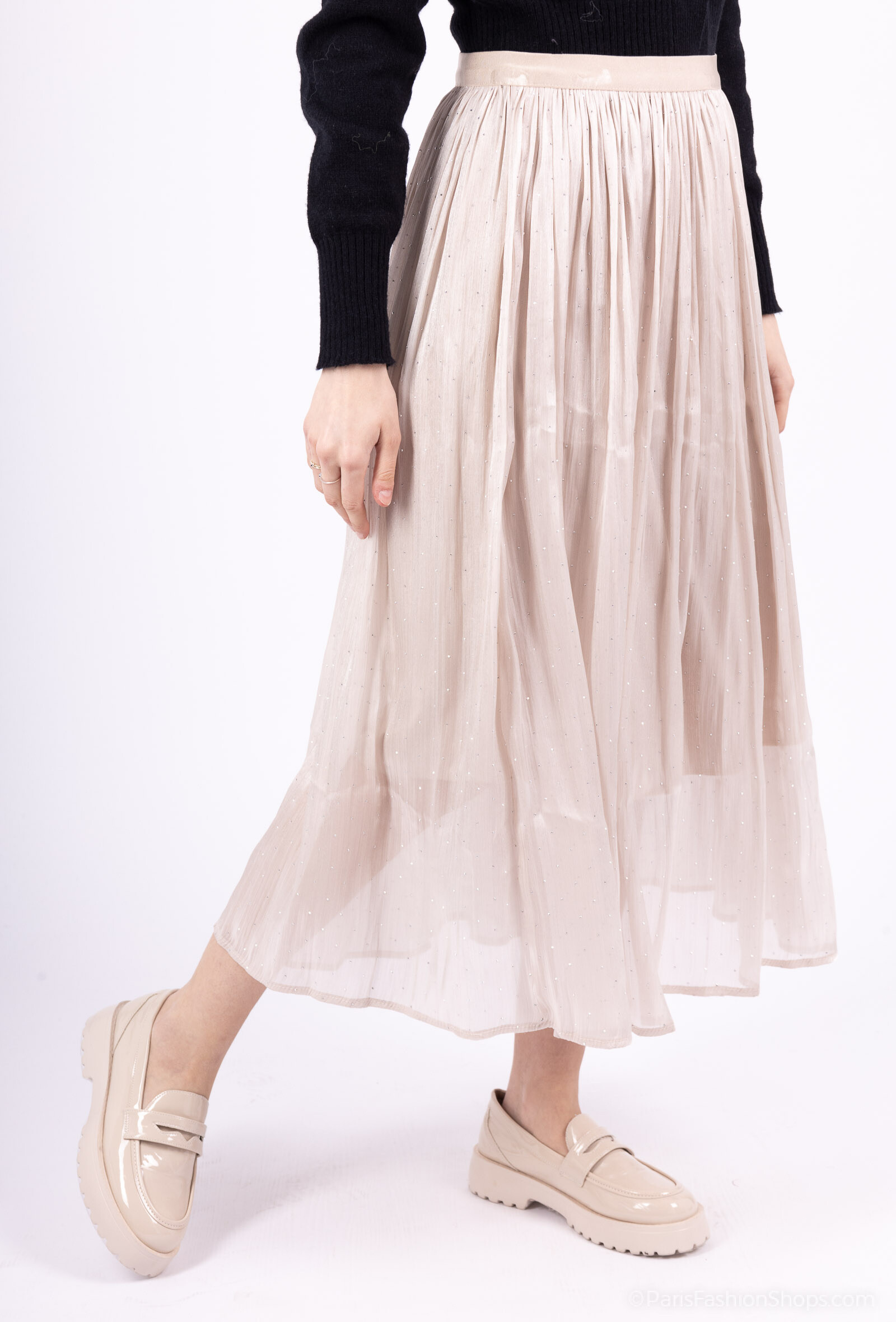 Grossista J&H Fashion - Gonna in tulle a soffio svasato lungo in strass