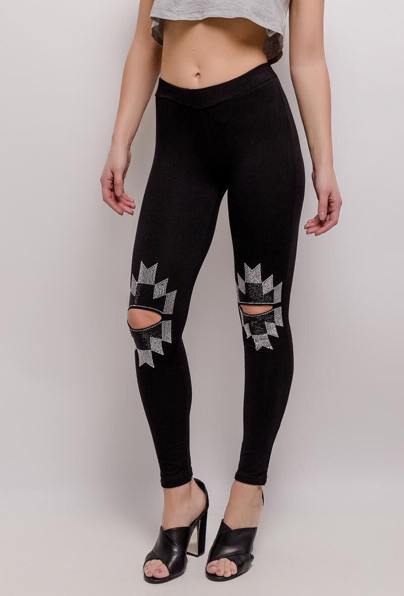 Grossiste J&H Fashion OUTLET - Leggings avec strasses et ouverture au niveau genoux