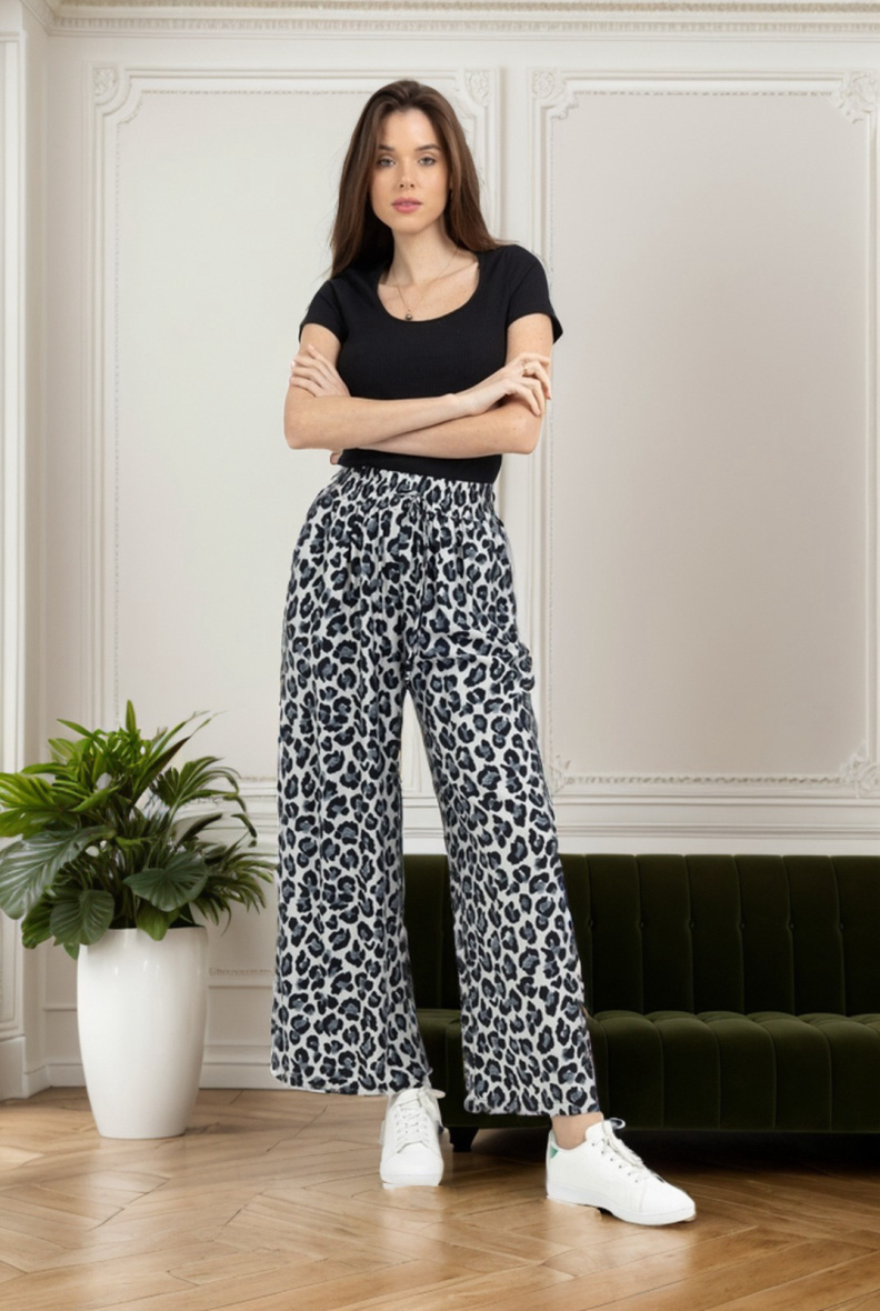 Grossiste J&H Fashion - Pantalon large en coton imprimé avec ceinture élastique, coulisse à la taille
