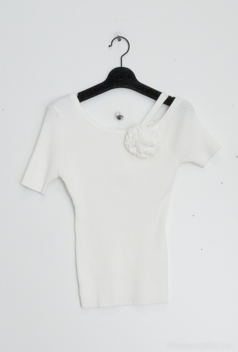 Grossista J&H Fashion - Maglione a maglia floreale con spalle asimmetriche