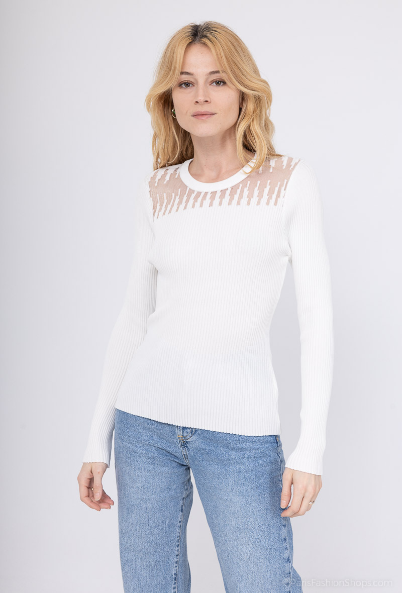 Großhändler J&H Fashion - Gerippte Pullover mit transparenten Details