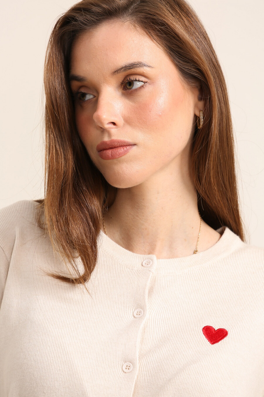 Wholesaler J&H Fashion - Knitted cardigan / sweater with heart embroidery