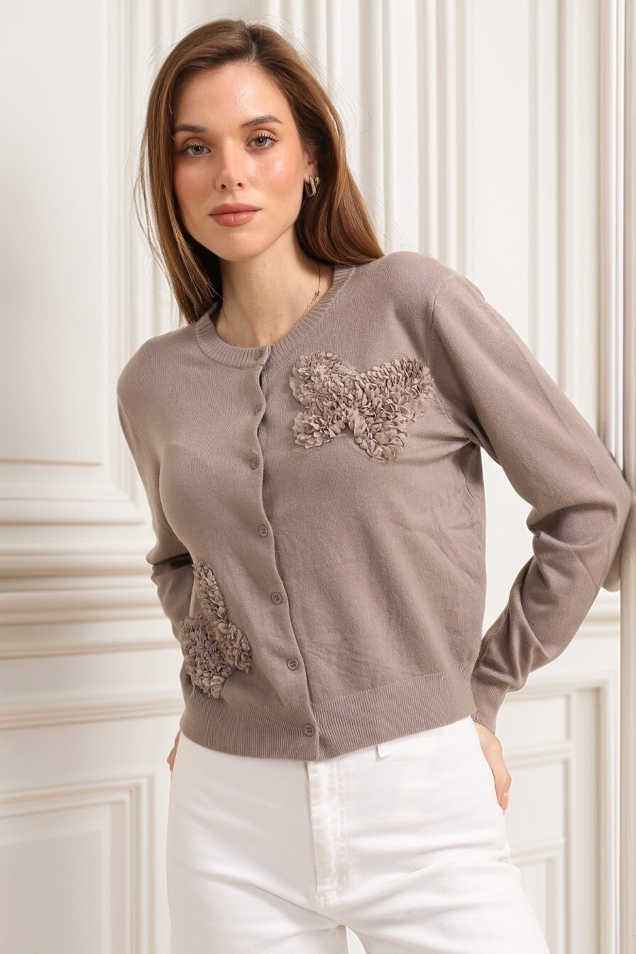 Mayorista J&H Fashion - Chaleco/cárdigan de punto con flor en relieve 3d en forma de mariposa