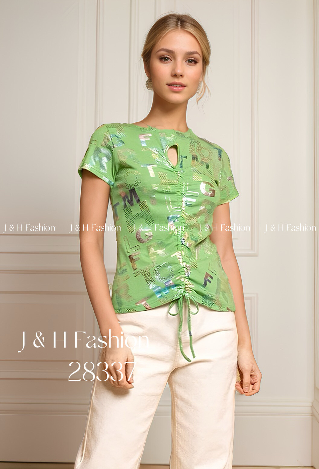 Wholesaler J&H Fashion - Printed gathered t-shirt