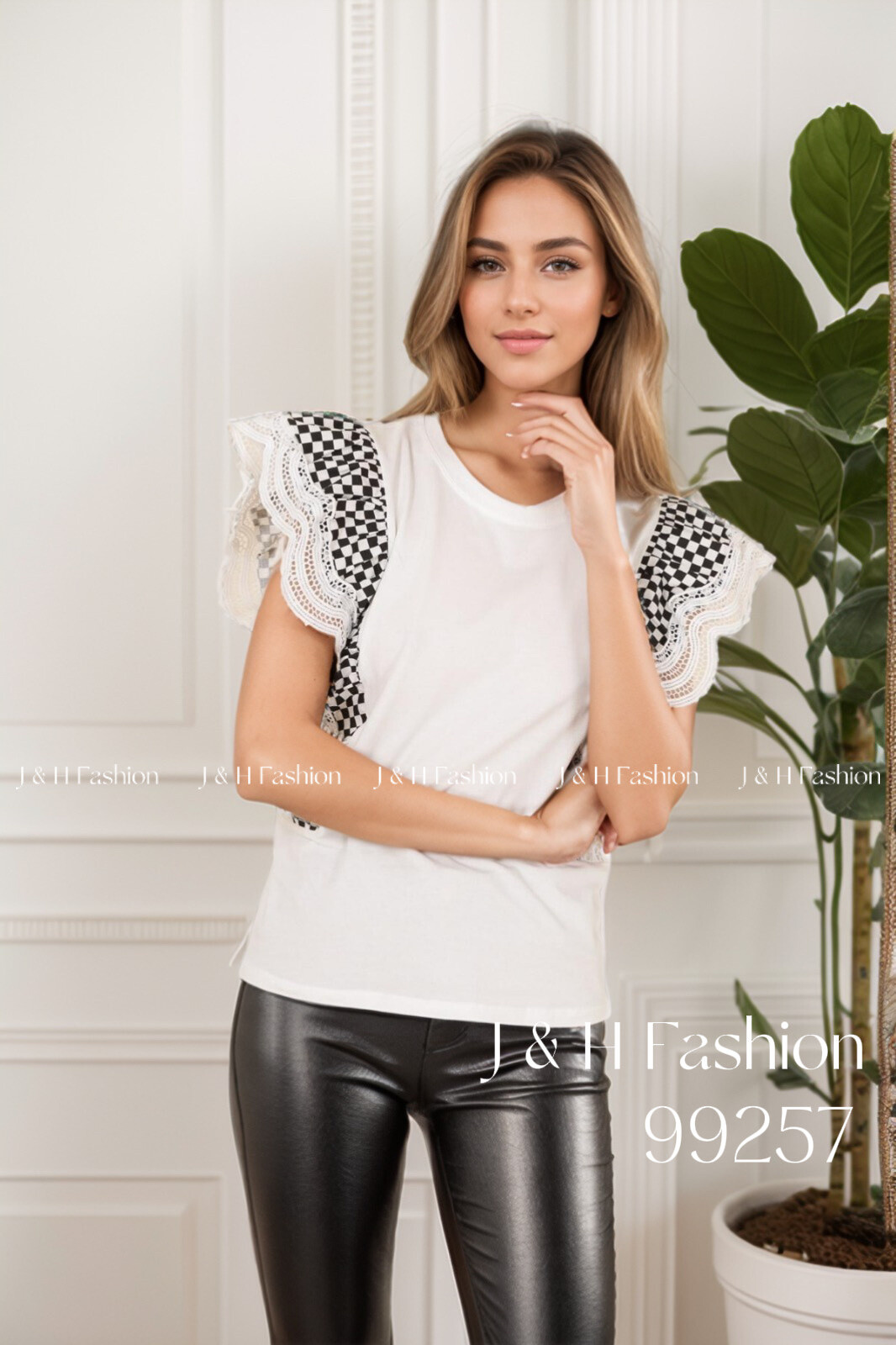 Grossista J&H Fashion - Top a spalline a quadretti