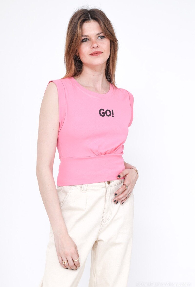 Grossista J&H Fashion - Maglietta con scritta "go!"