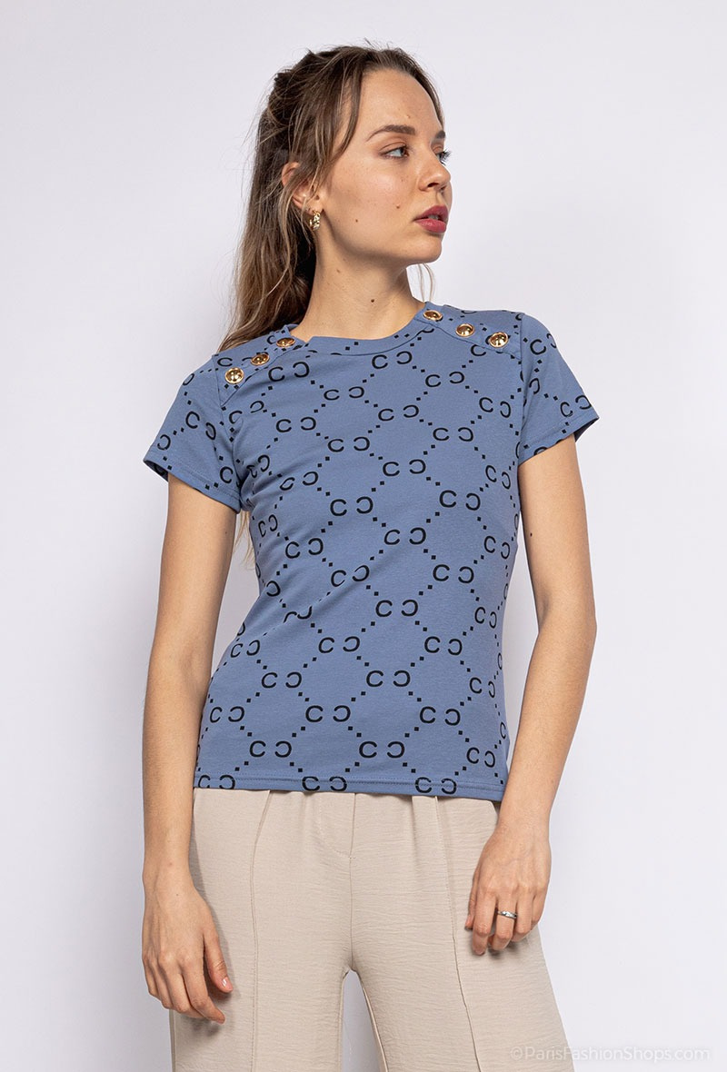 Wholesaler J&H Fashion - Printed button-up T-shirt