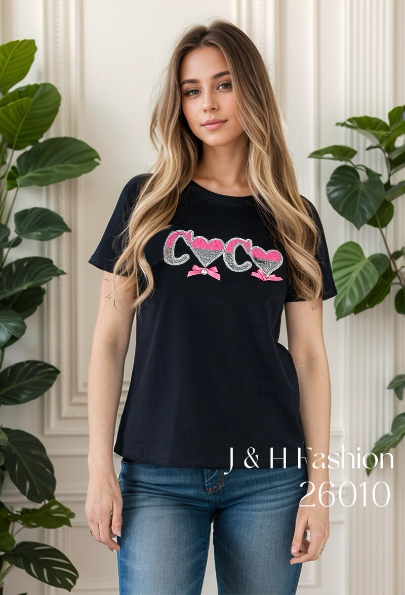 Wholesaler J&H Fashion - T-shirt with rabbit rhinestones