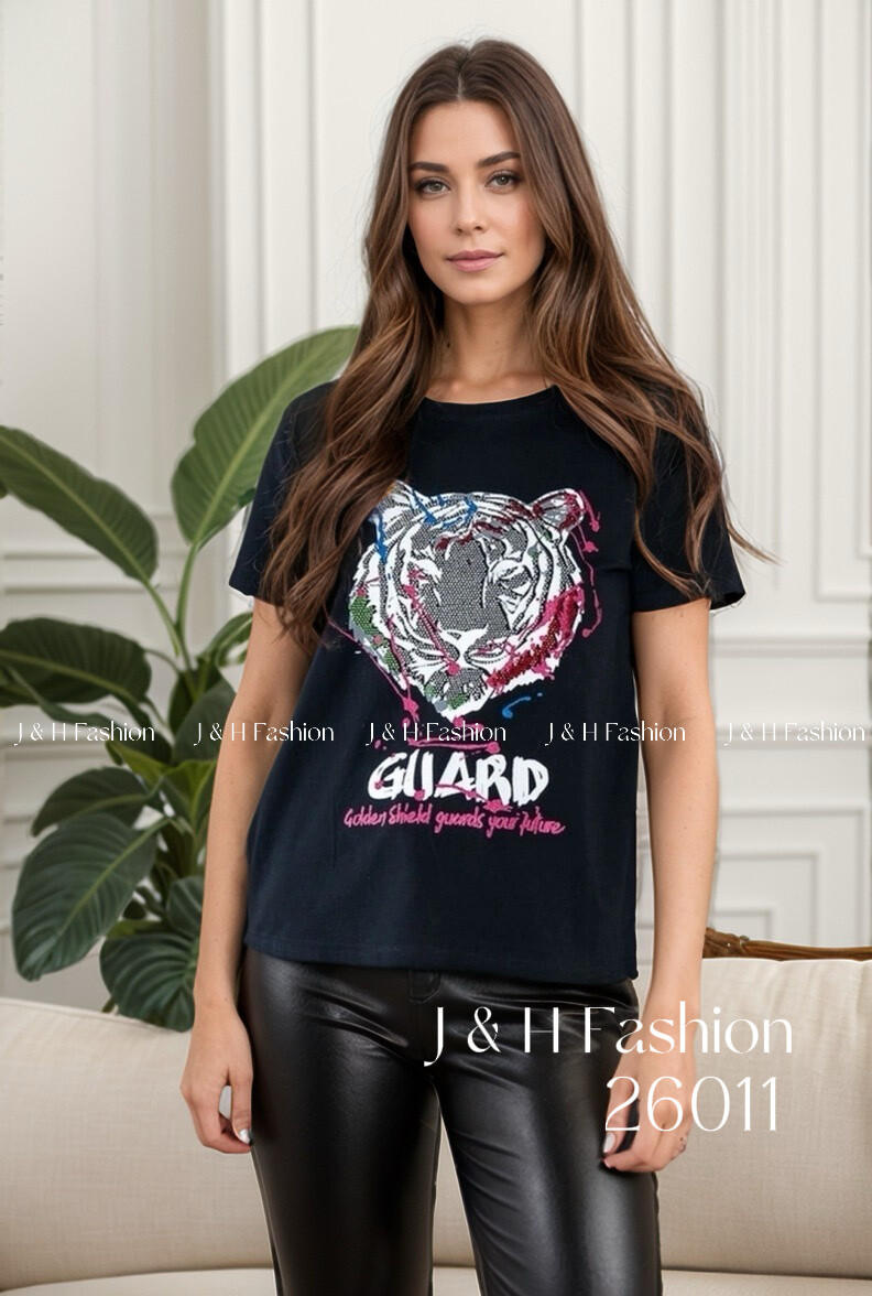 Wholesaler J&H Fashion - T-shirt with rabbit rhinestones