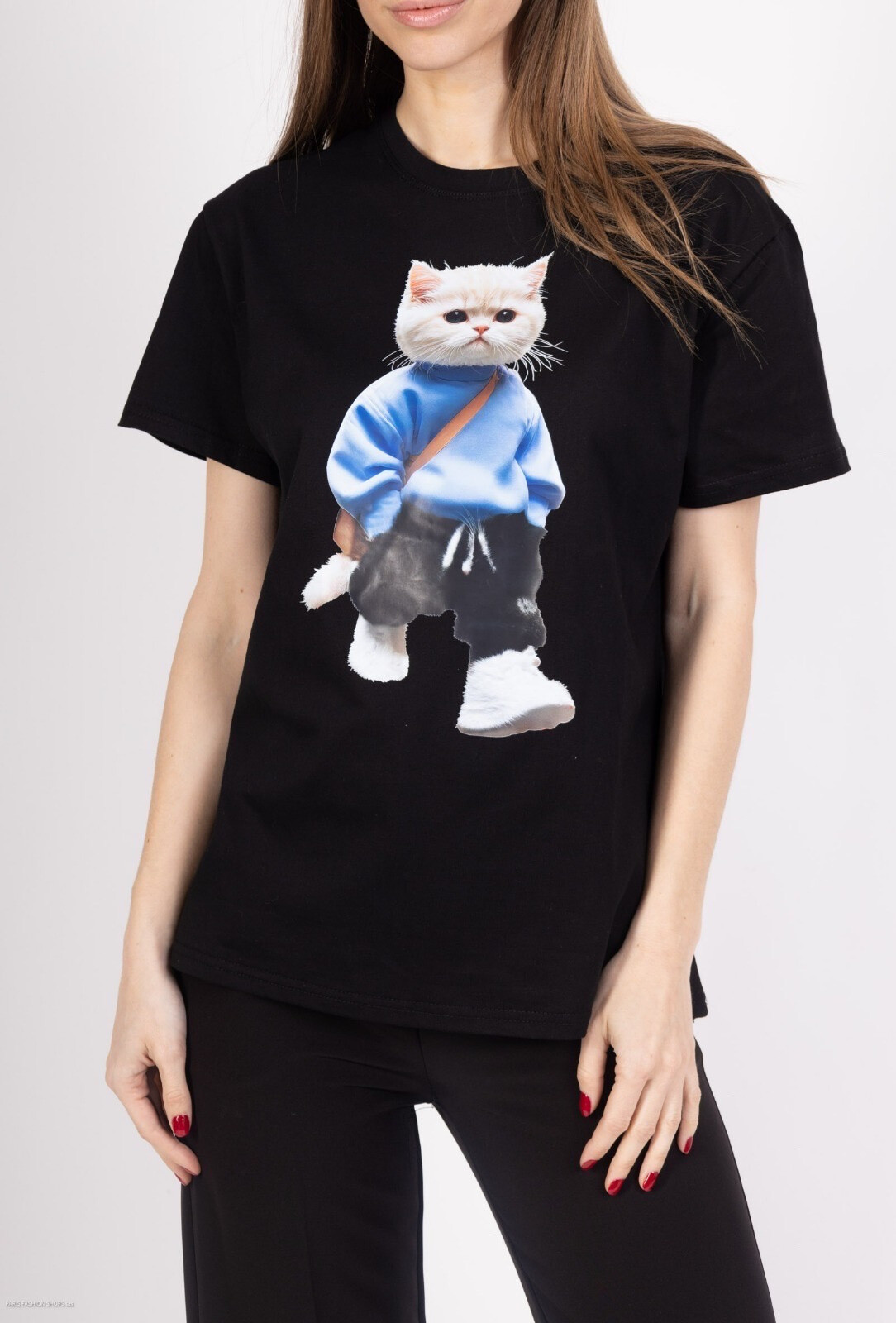 Grossiste J&H Fashion - T-shirt oversize imprimé chat tendance