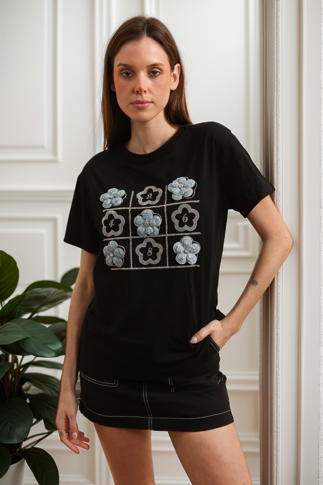 Grossista J&H Fashion - T-shirt di cotone con sollievo 3D e fiore a flusso di cinturini