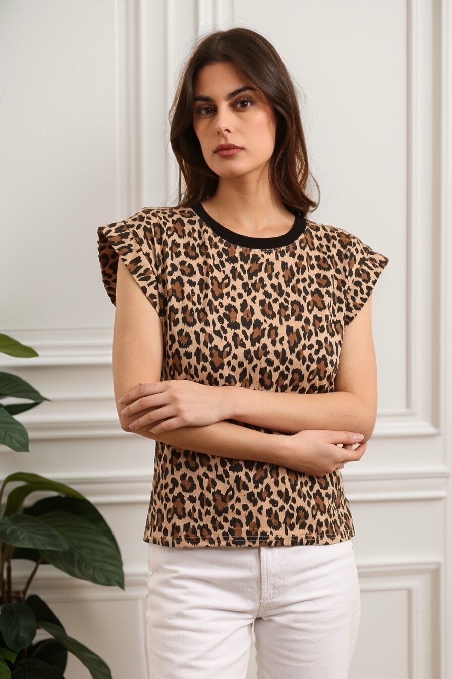 Wholesaler J&H Fashion - Cotton t-shirt printed leopard bald handle feminine chic mouse