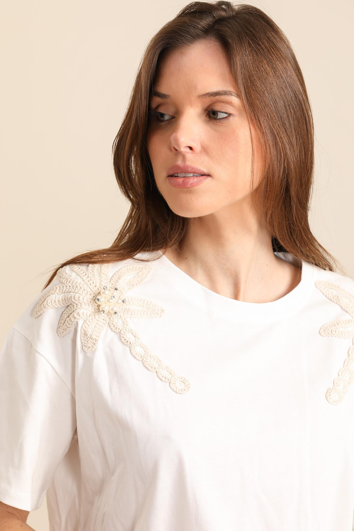 Großhändler J&H Fashion - Übergroße Baumwoll-T-Shirt-Herz-Stickerei Knoten Liebe Liebe