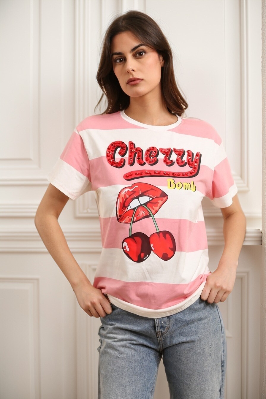 Wholesaler J&H Fashion - Cotton T-shirt striking with puppet prints Oversize Strasses