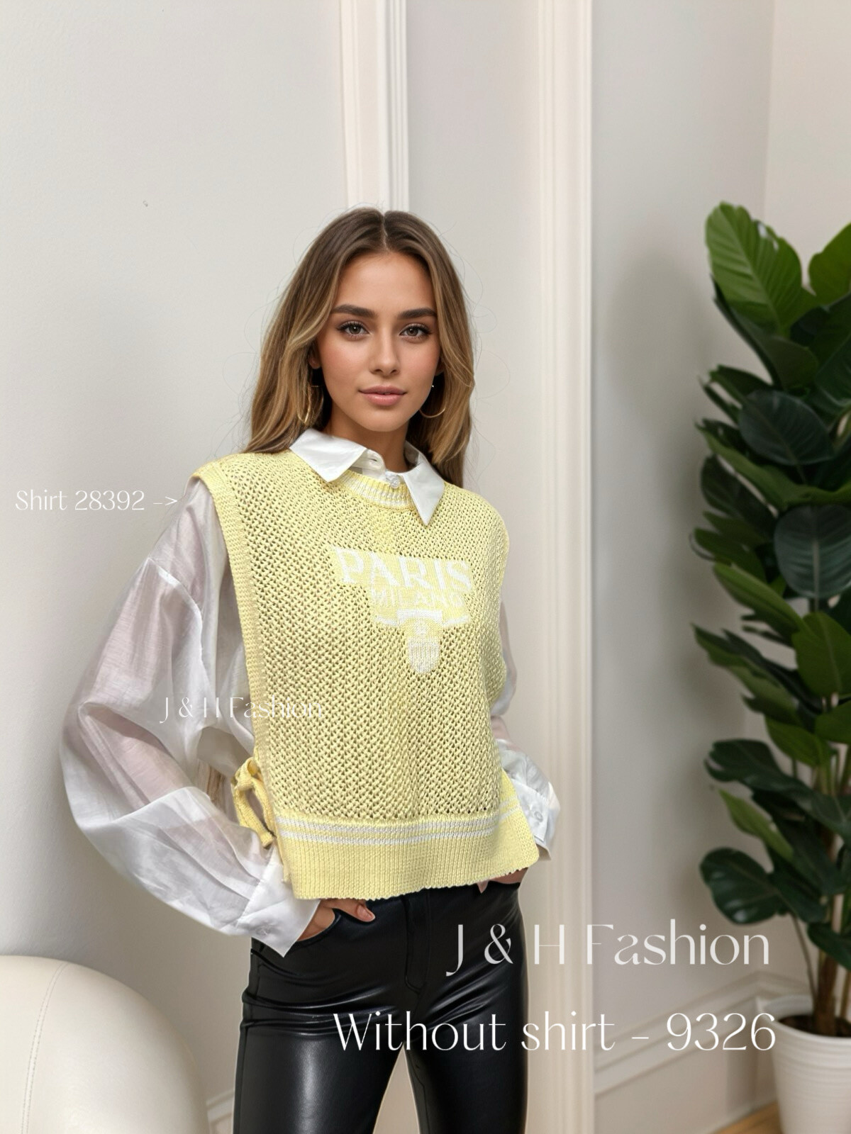 Wholesaler J&H Fashion - Sleeveless knit top with elegant chic denim bear pattern