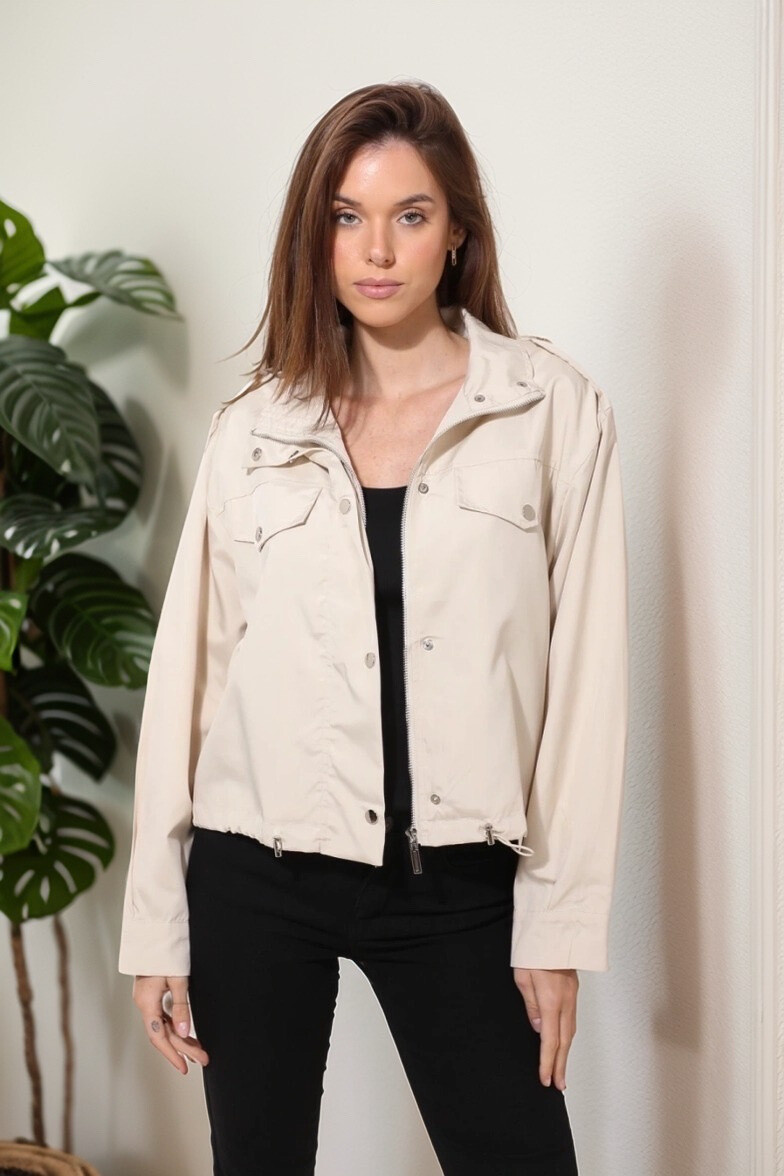 Wholesaler J&H Fashion - Oversized lined waterproof jacket with drawstring
