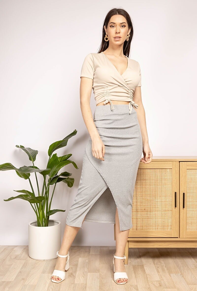 Wholesaler J&L Style - Gathered skirt with slit