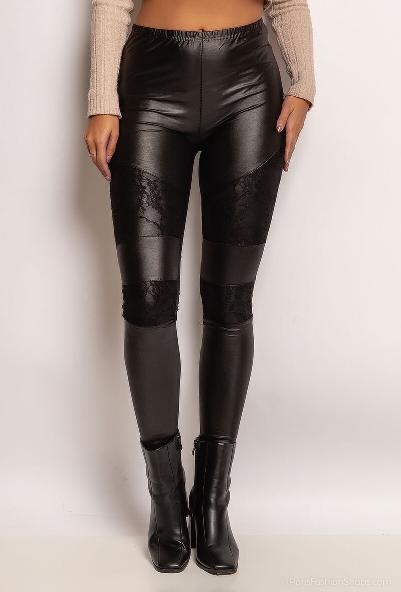 Grossiste J&L Style - Legging en similicuir avec empiècements