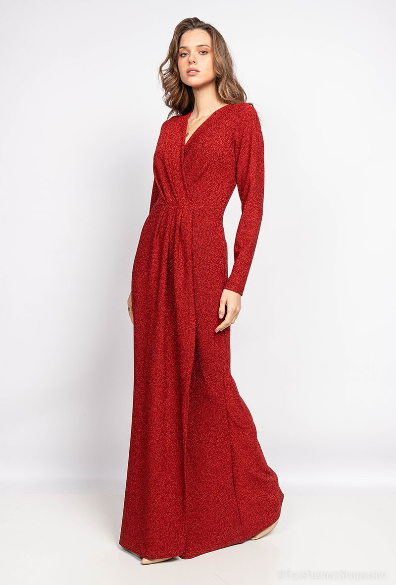 Grossiste J&L Style - Robe longue cache-cœur en lurex