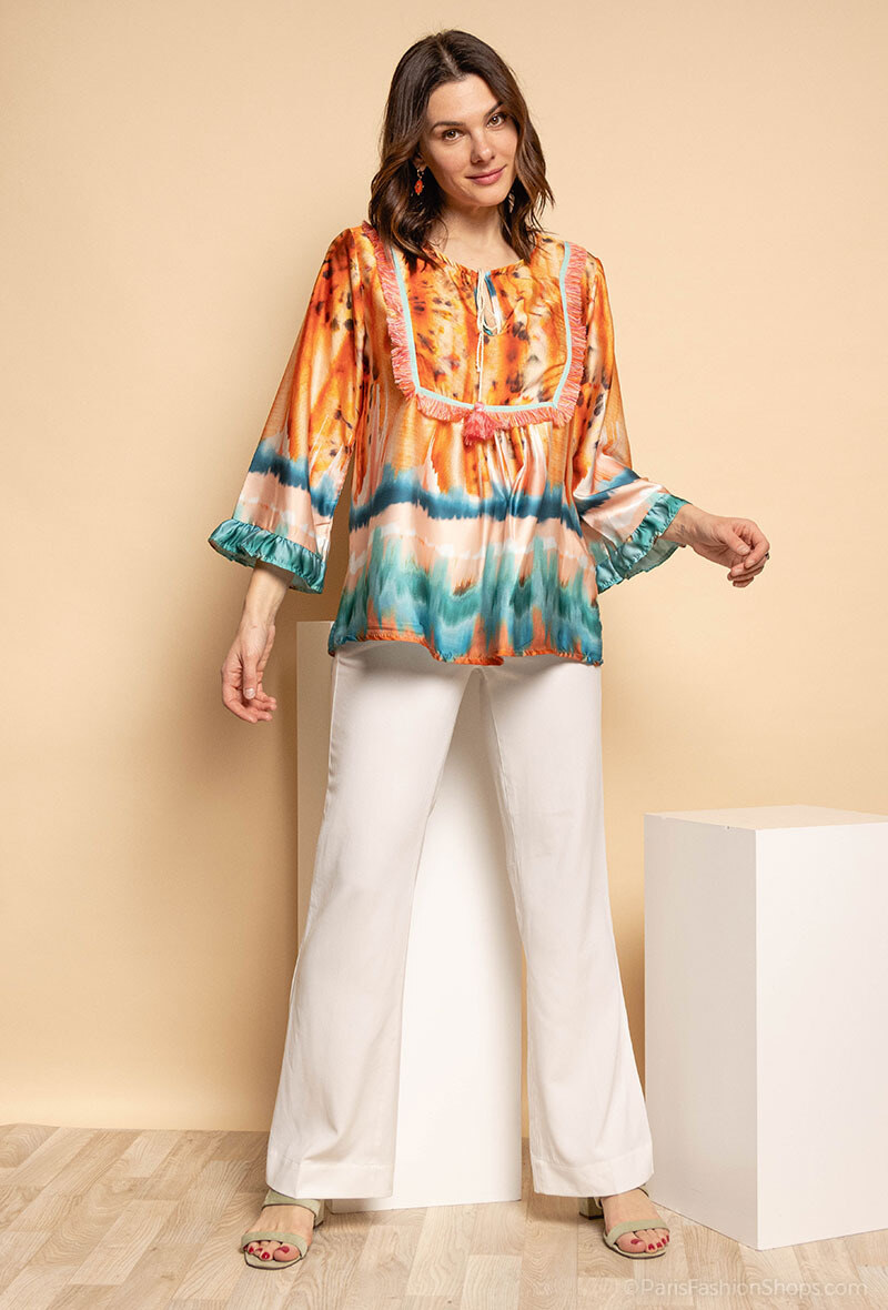 Grossiste J&L - Blouse abstraite à frange