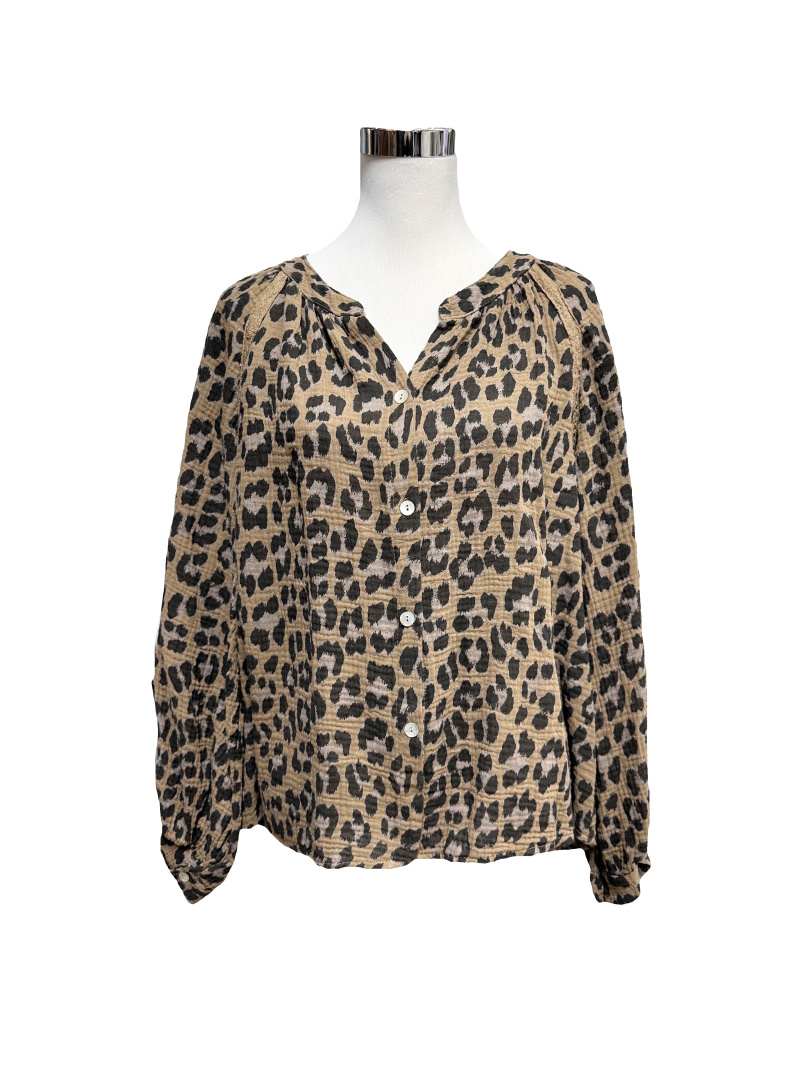 Mayorista J&L - Blusa gasa de algodón con estampado de leopardo