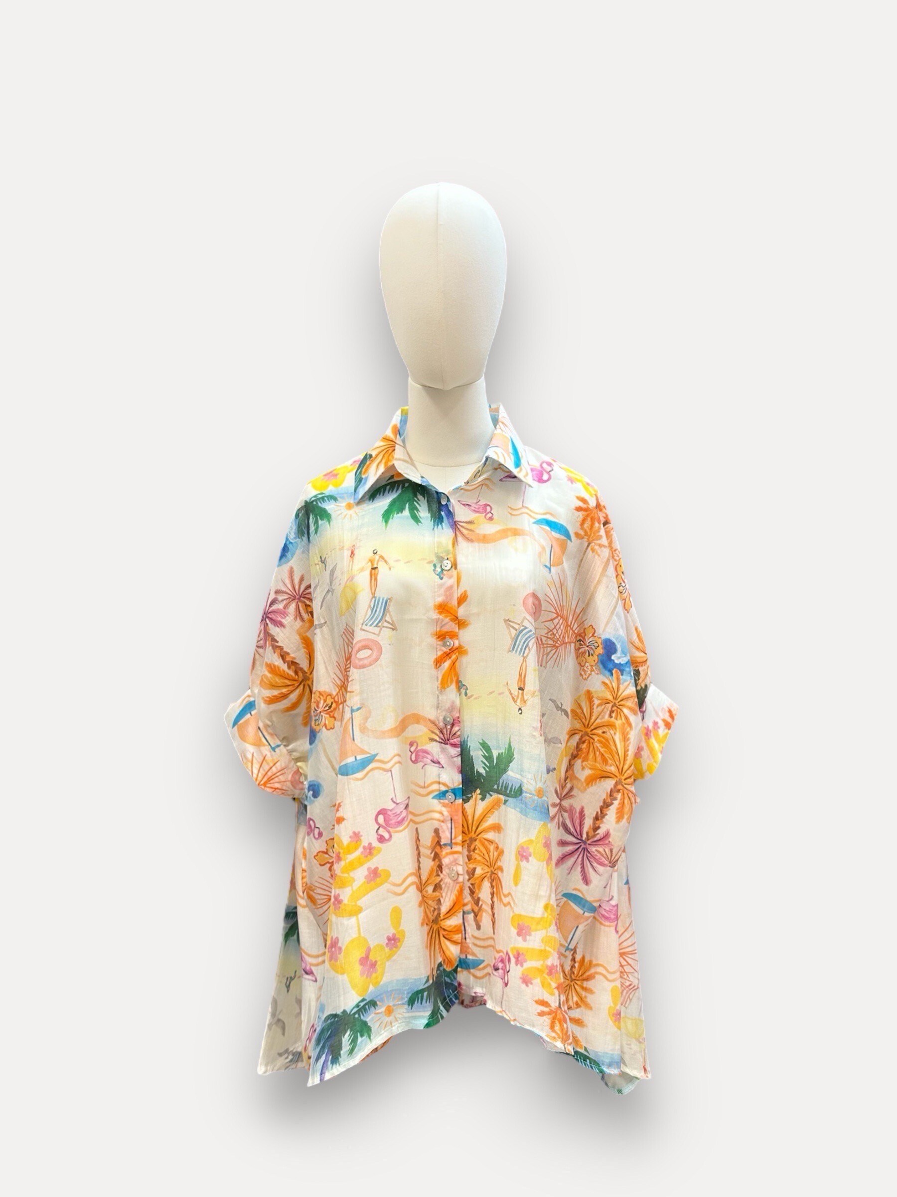 Grossiste J&L - Blouse PARADISE À Manches Courte À Motif Palmier