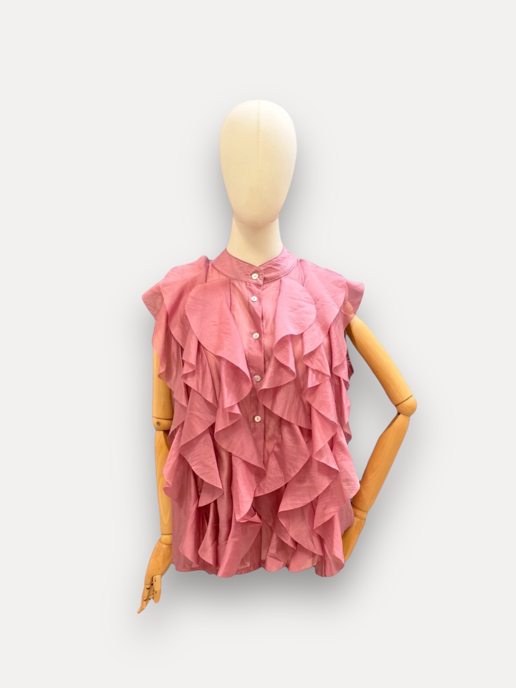 Wholesaler J&L - Blouse MEGAN Sleeveless Ruffle Solid