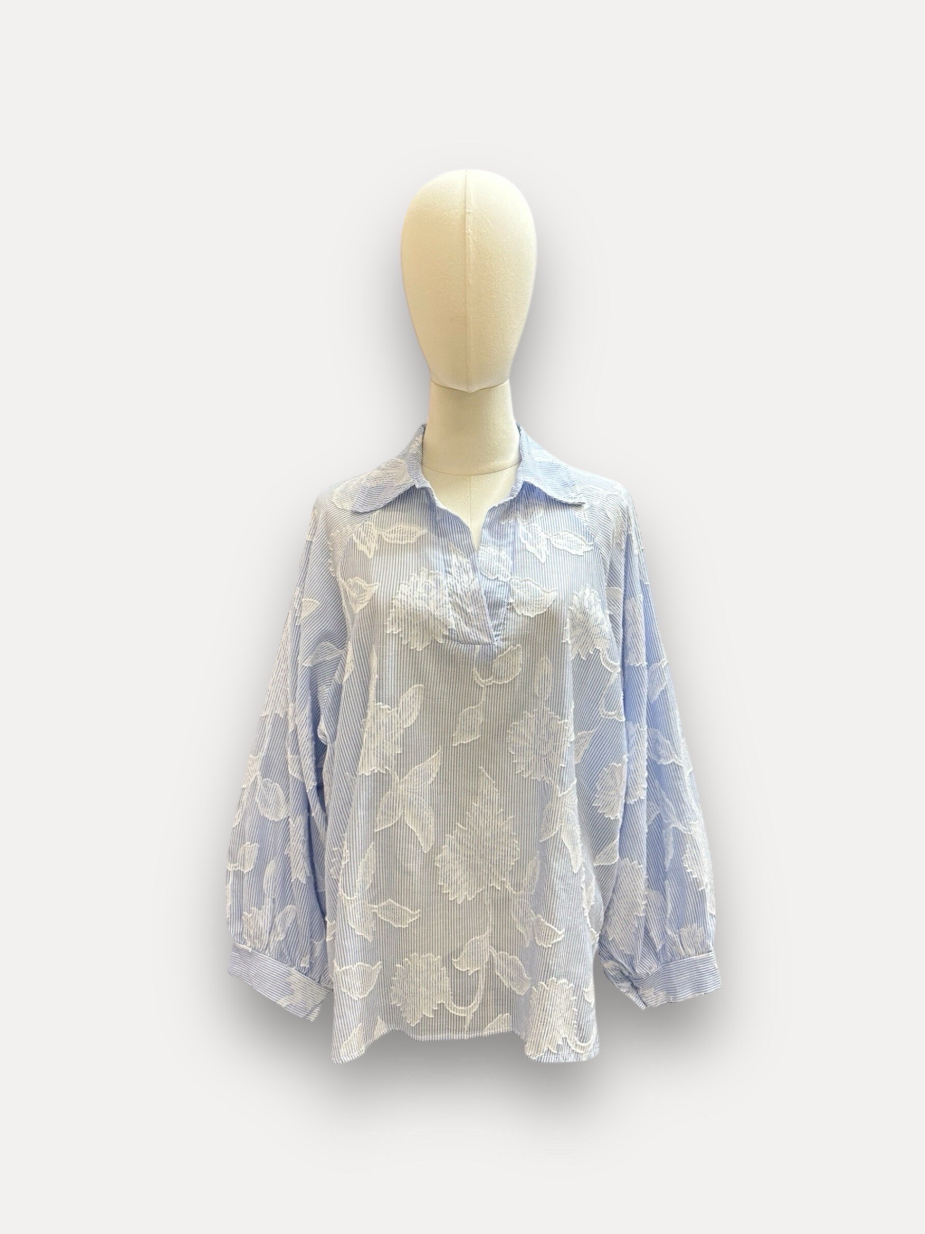 Wholesaler J&L - Long Sleeve Striped Floral Print Blouse