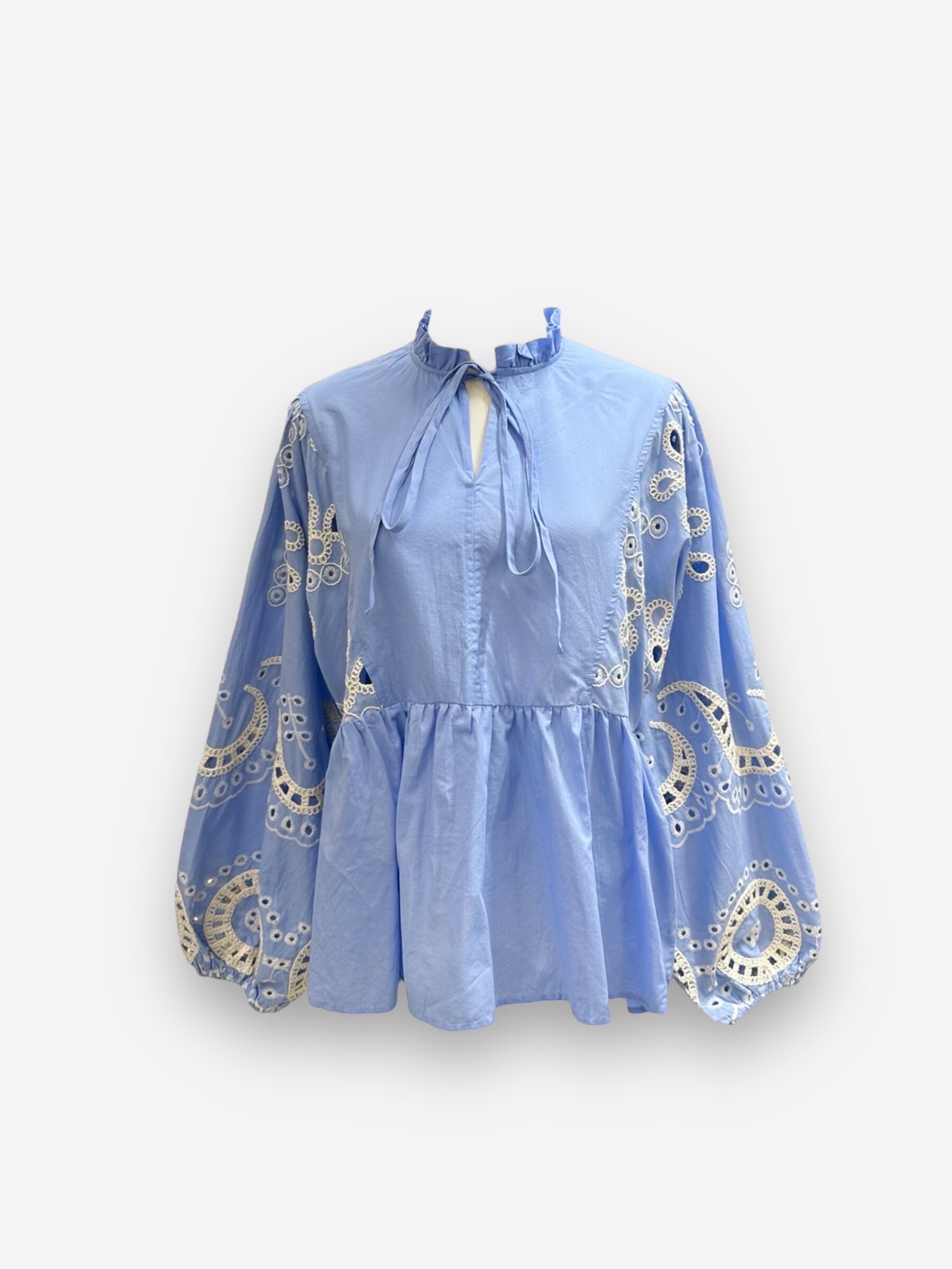 Wholesaler J&L - Long Sleeve Blouse With English Embroidery