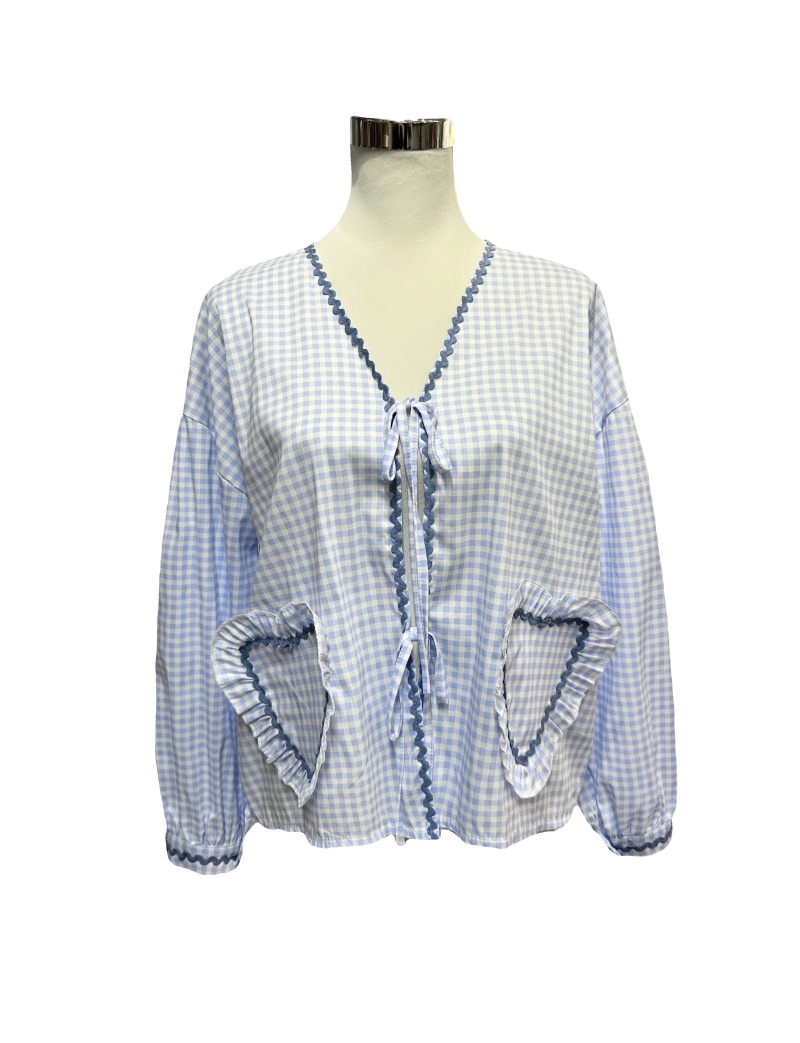 Wholesaler J&L - MY LOVE BOW SHIRT in checked cotton