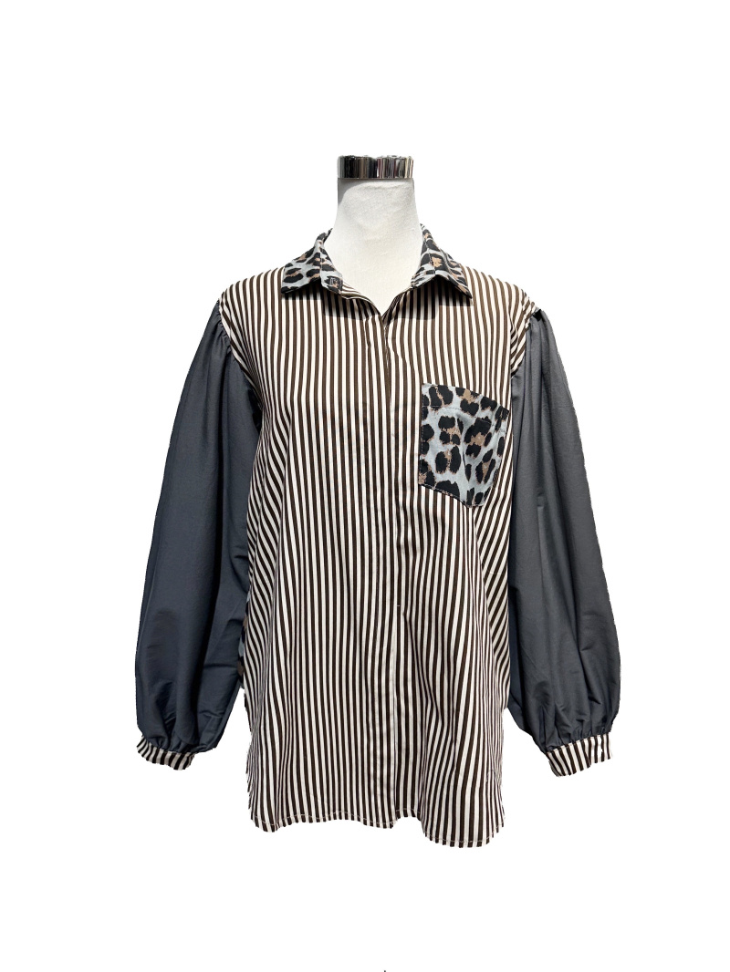Mayorista J&L - Camisa de manga larga con estampado de leopardo
