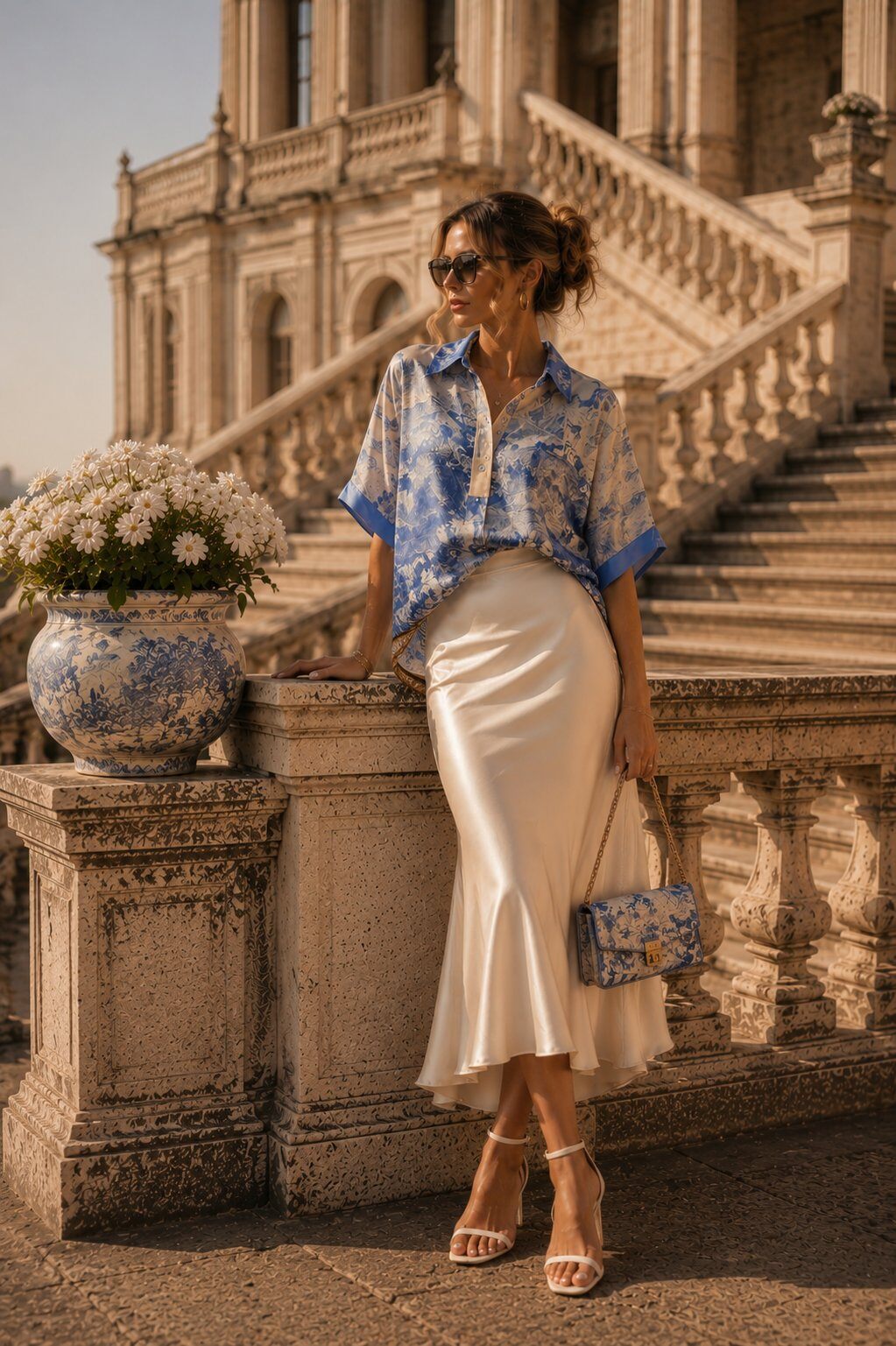 Großhändler J&L - Oversize-Hemden mit Toile-de-Jouy-Druck