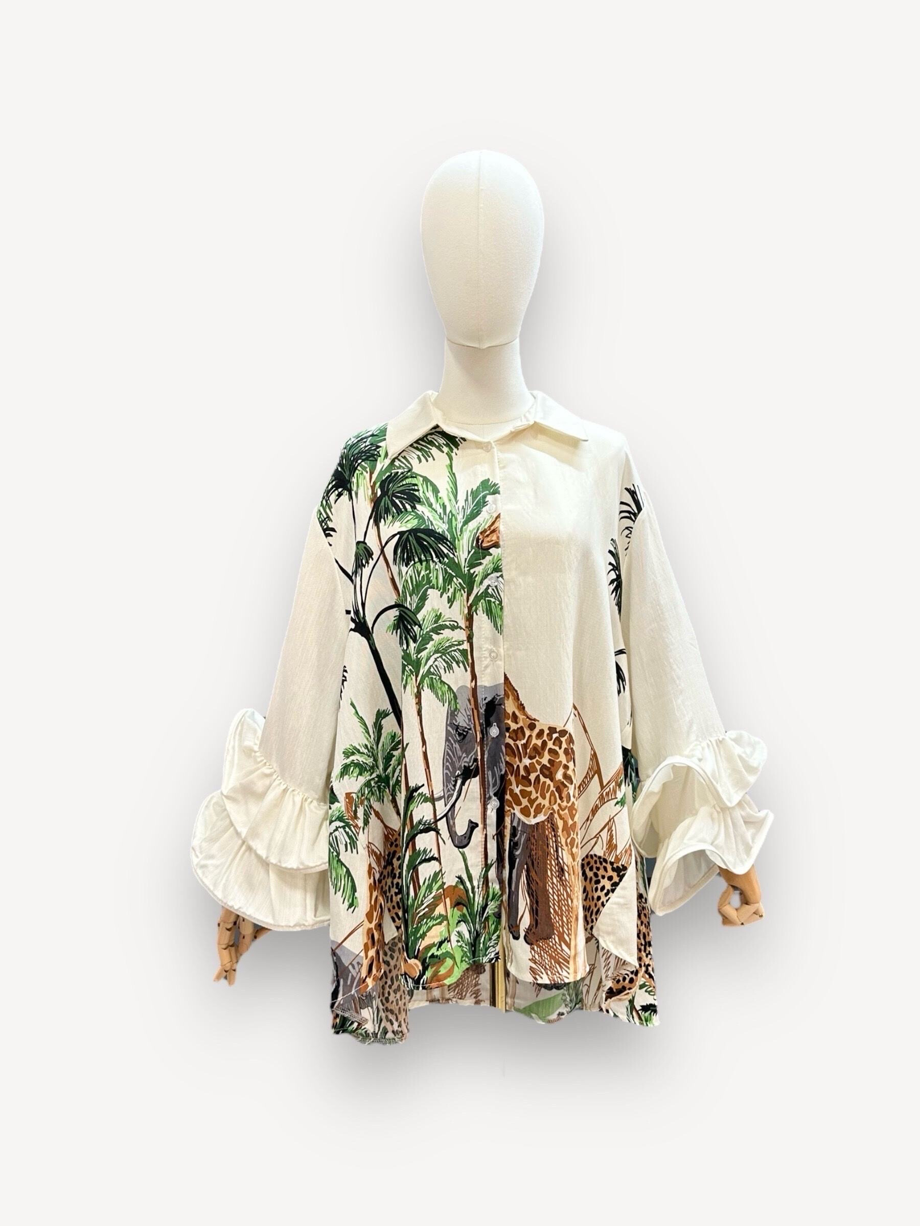 Mayorista J&L - Camisa de manga larga con estampado de safari