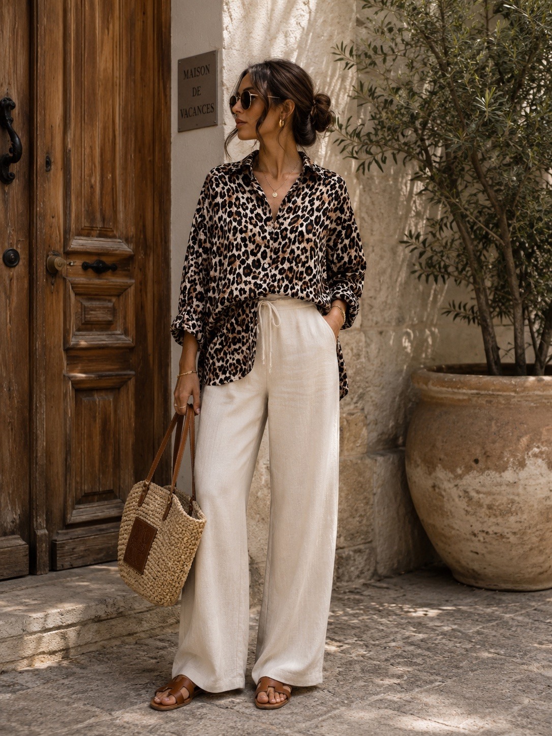 Mayorista J&L - Camisa Oversize Estampado de Leopardo con Cuello Clásico