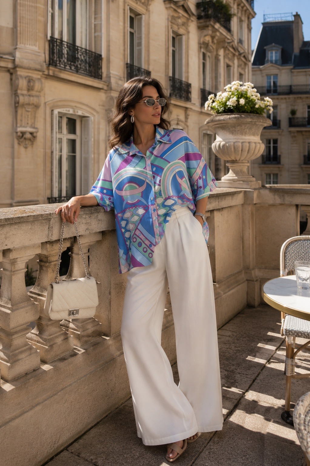 Großhändler J&L - Retro Oversize-Hemd mit geometrischem Muster