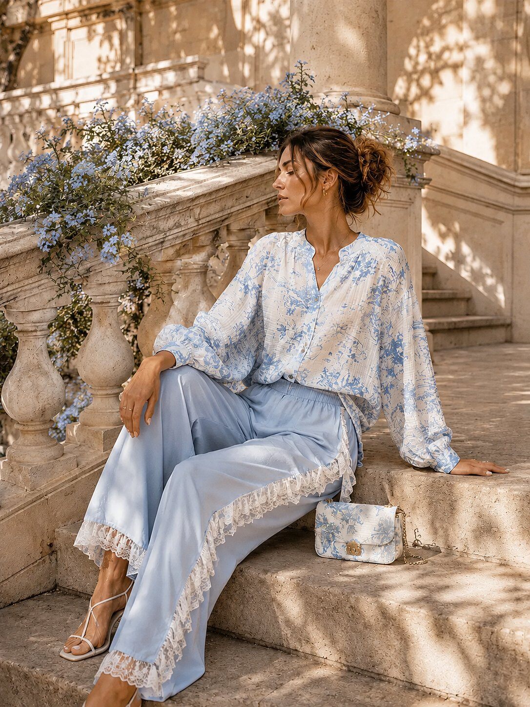 Grossiste J&L - Chemise Fluide À Imprimé Toile Champêtre