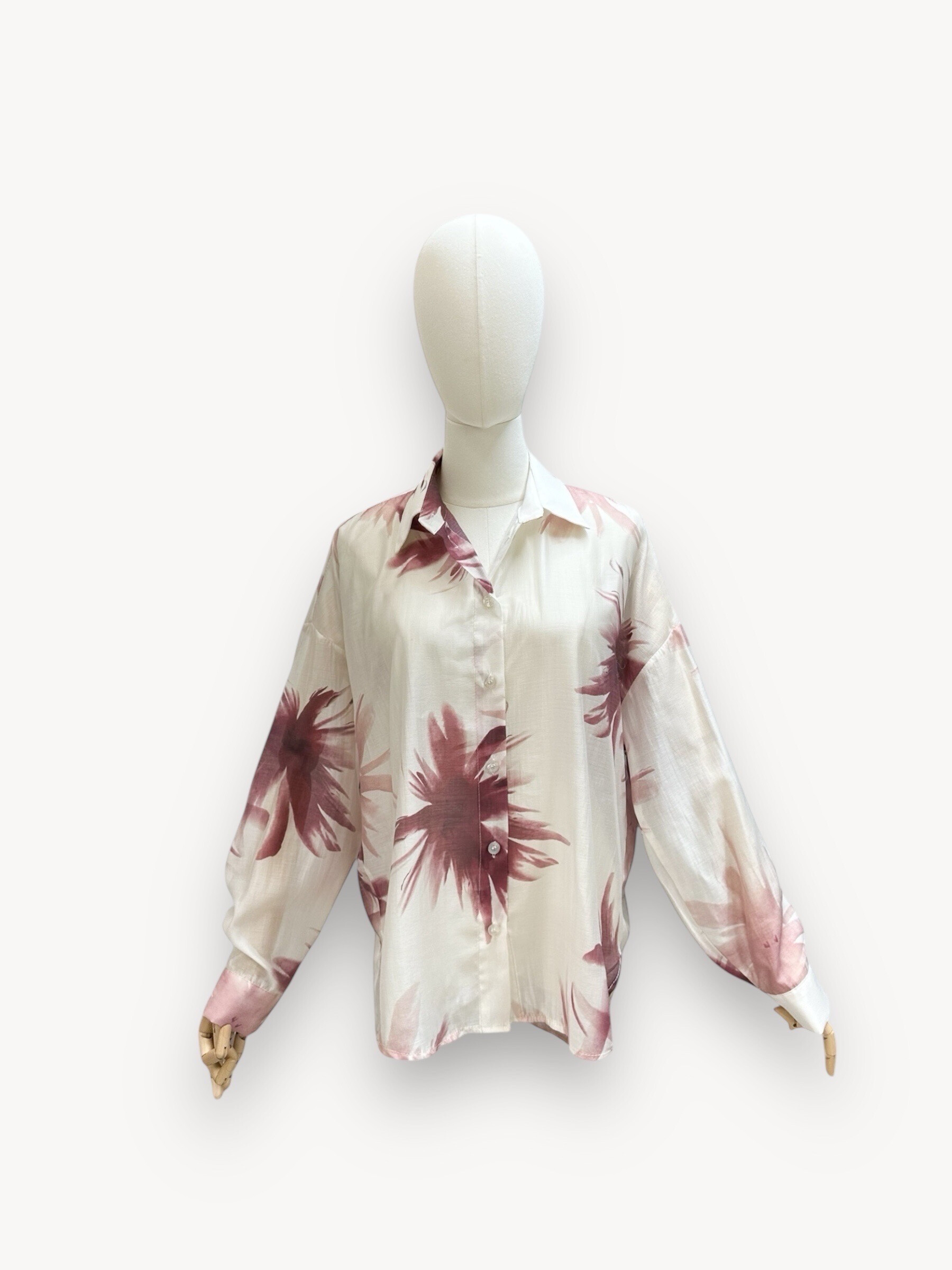 Wholesaler J&L - Long Sleeve Voile Shirt With Floral Print