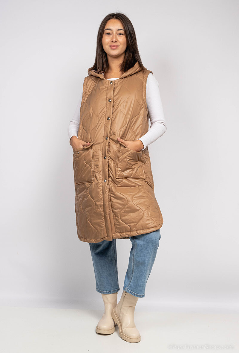 Wholesaler J&L - Sleeveless hooded puffer jacket