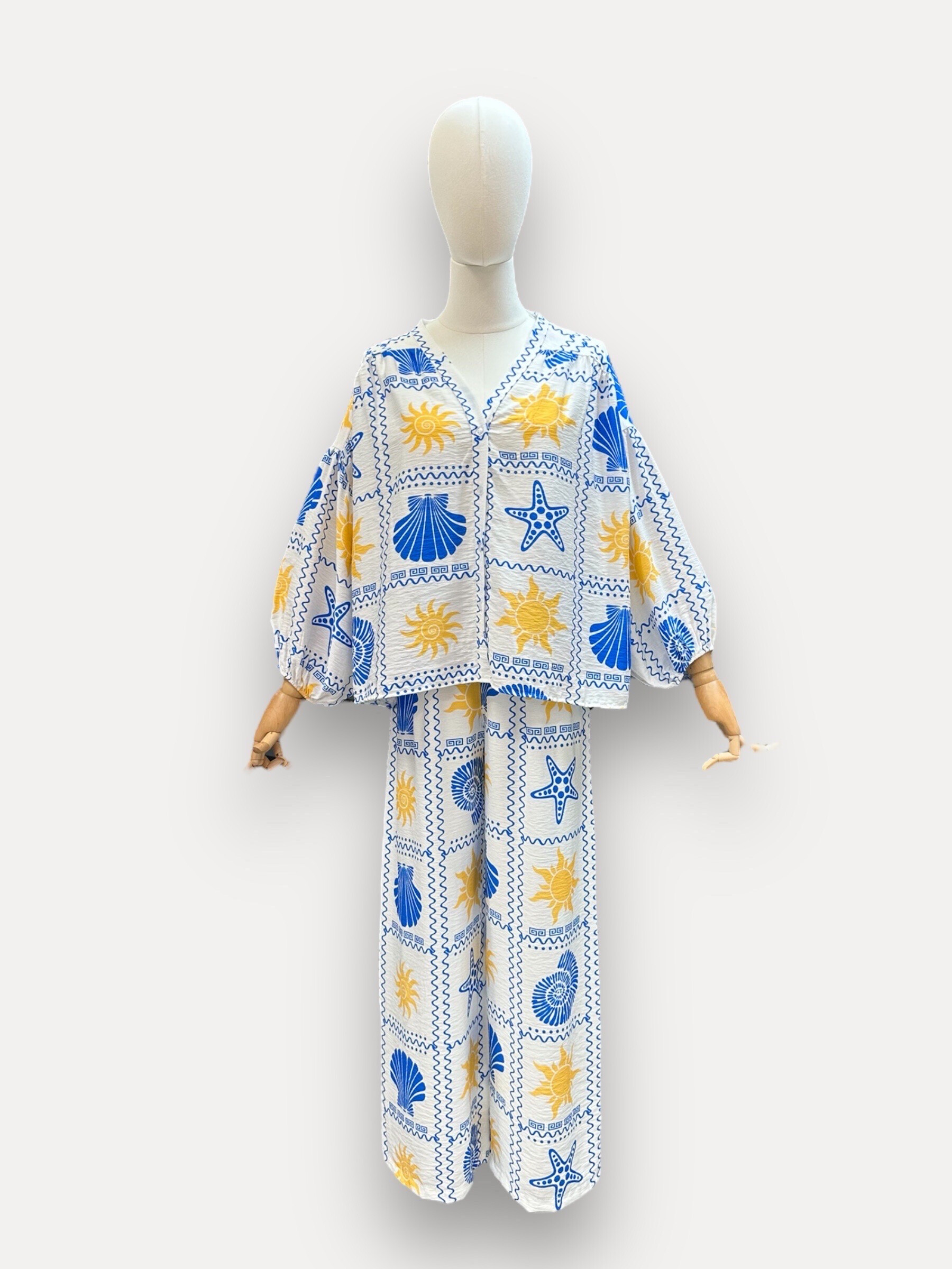 Grossiste J&L - Ensemble GEORGIA Top Et Pantalon  À Motif Coquillage Plage