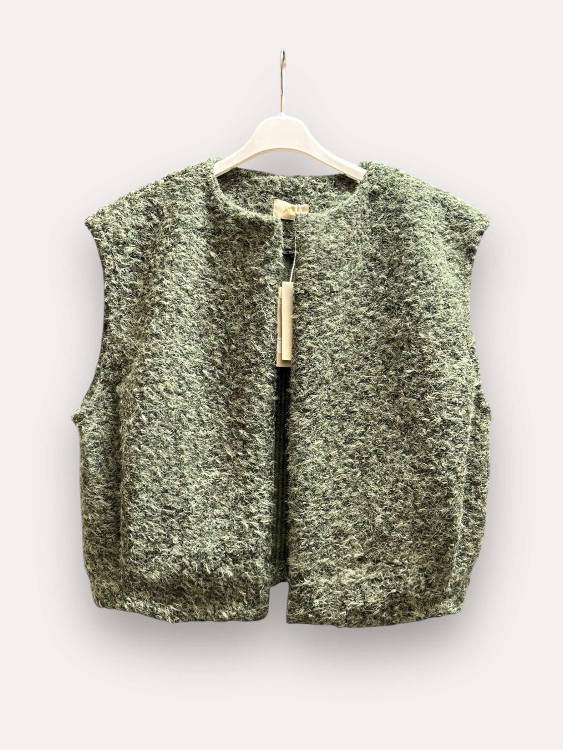 Wholesaler J&L - ASHLEY Sleeveless Open Vest In Brushed Fabric