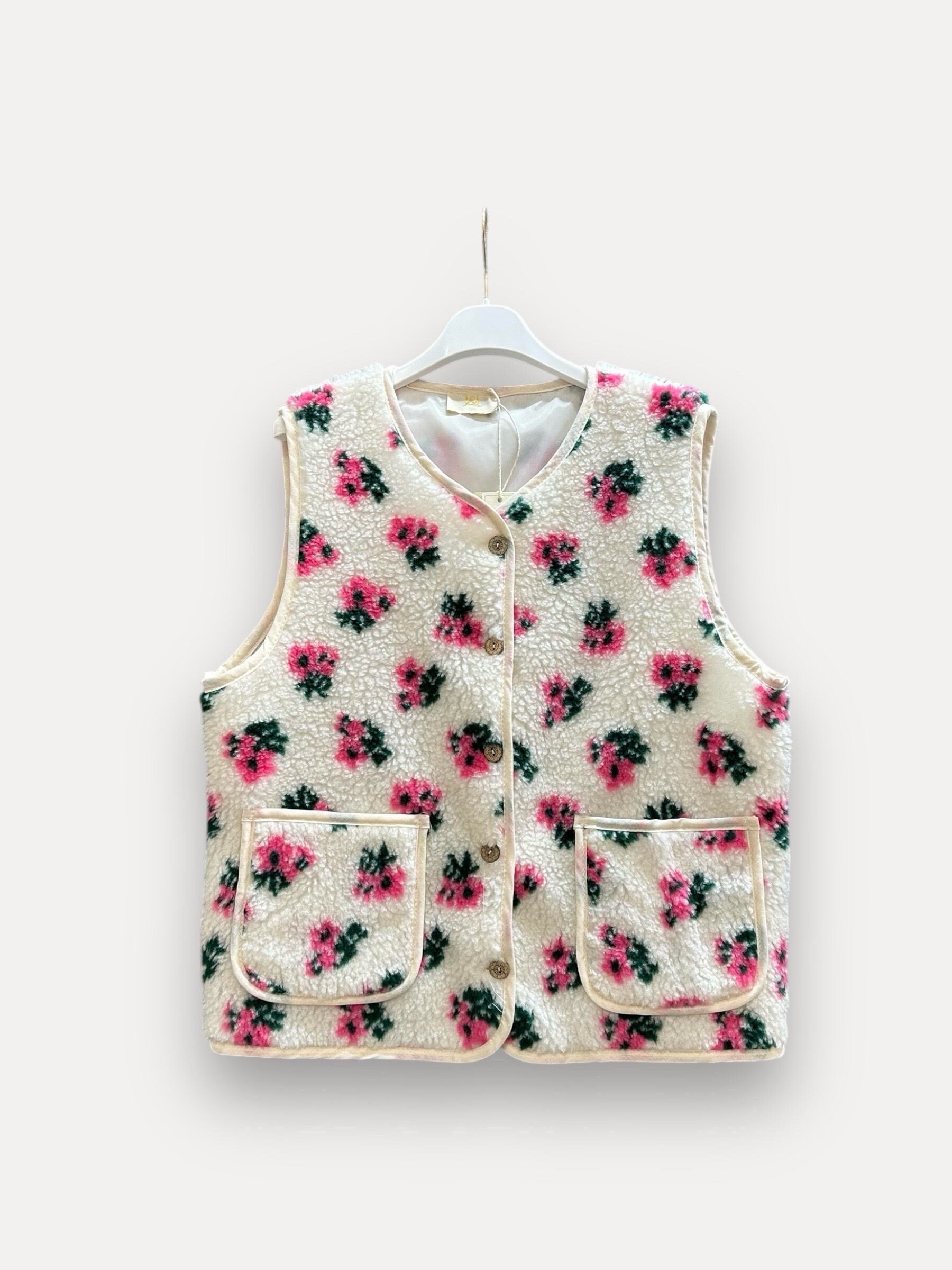 Grossista J&L - Giubbotto senza maniche con fiori in Moumoute