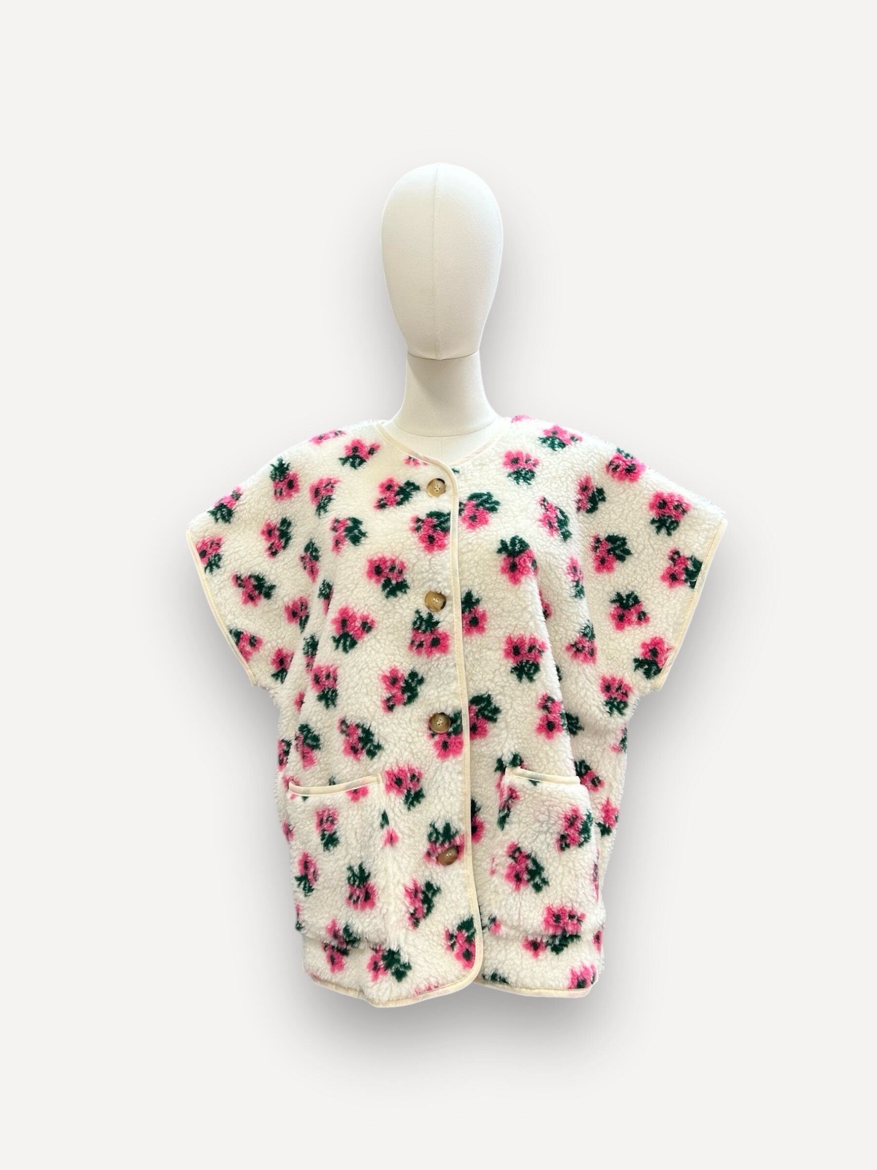Wholesaler J&L - Oversize sleeveless vest with a teddy flower pattern
