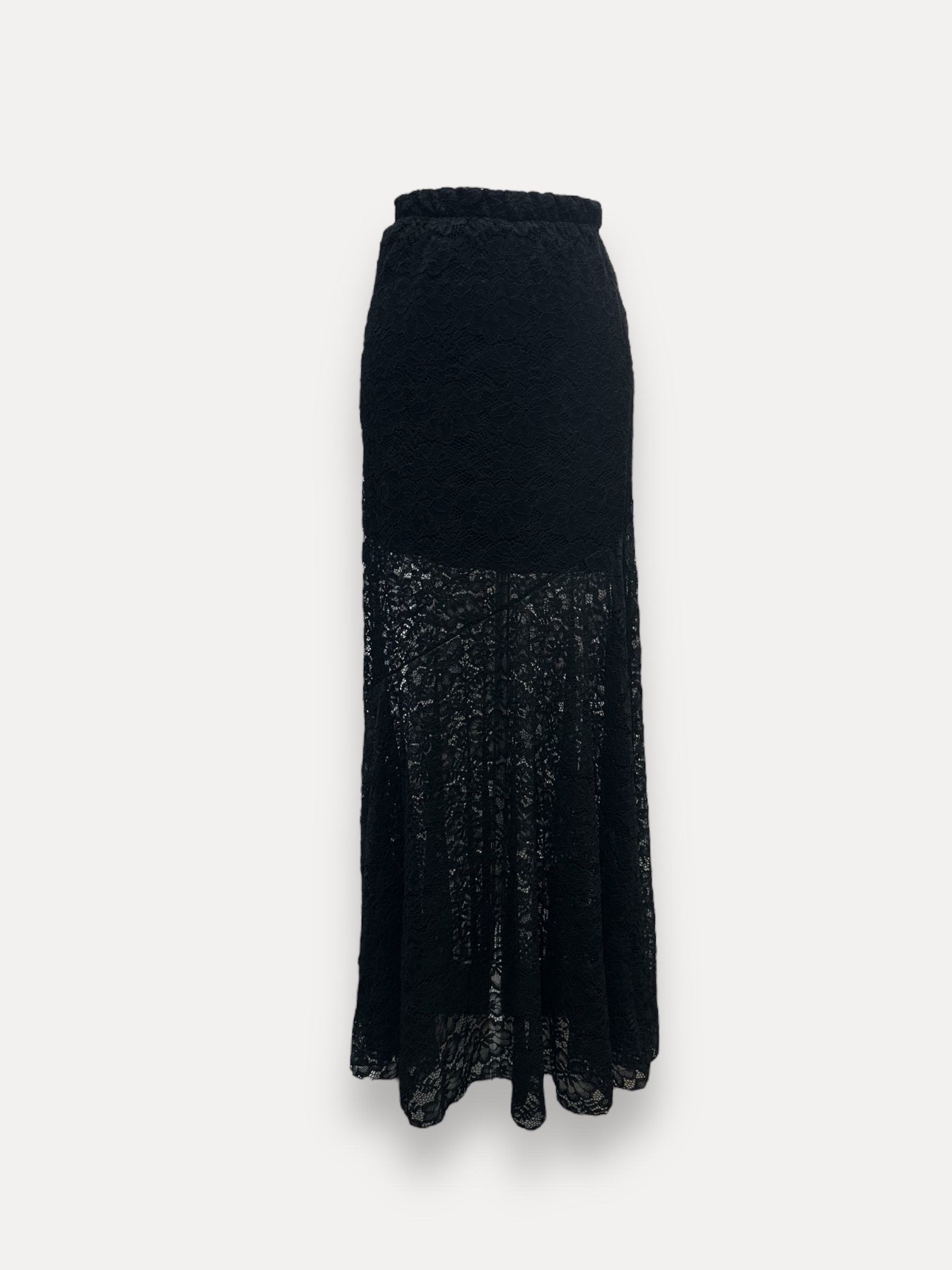 Wholesaler J&L - MARIE Flared Long Lace Skirt with Lining