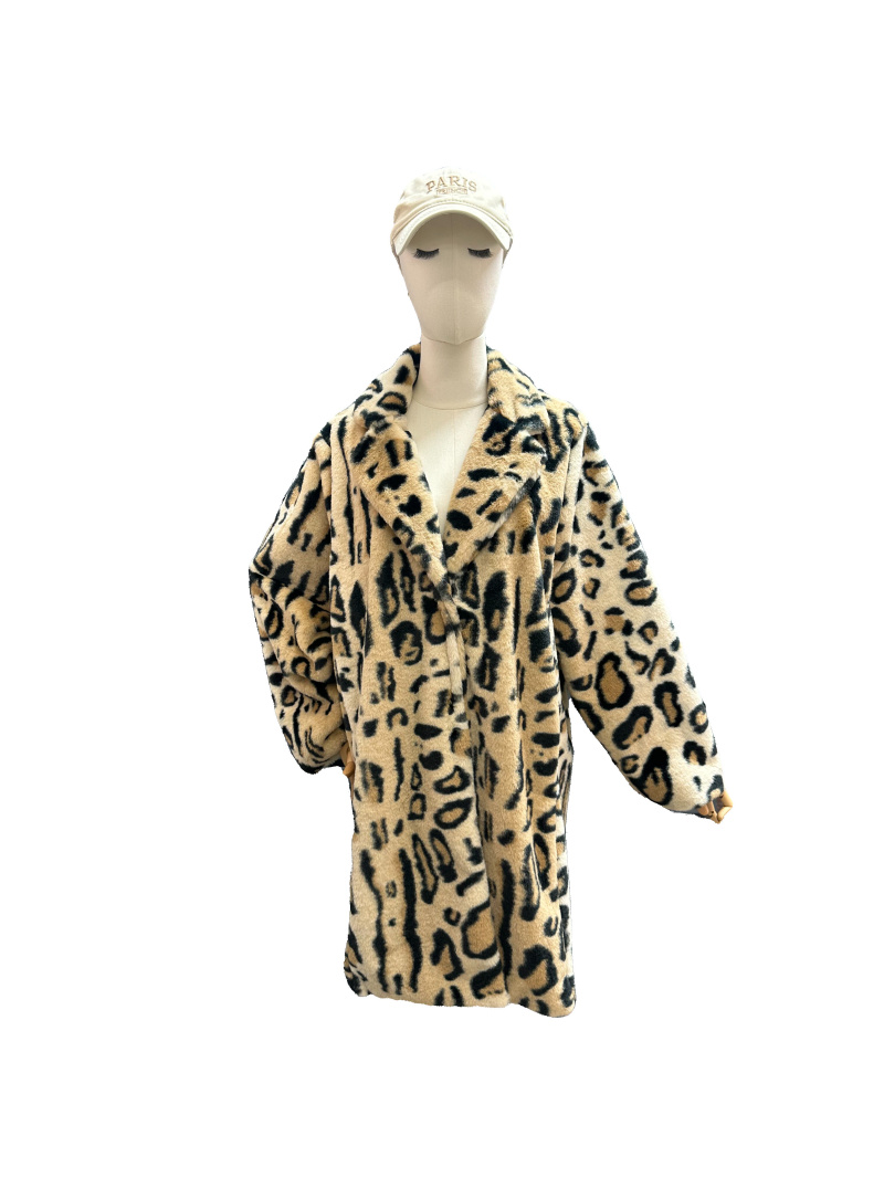 Großhändler J&L - Langer Mantel mit Leopardenmuster und langen Ärmeln