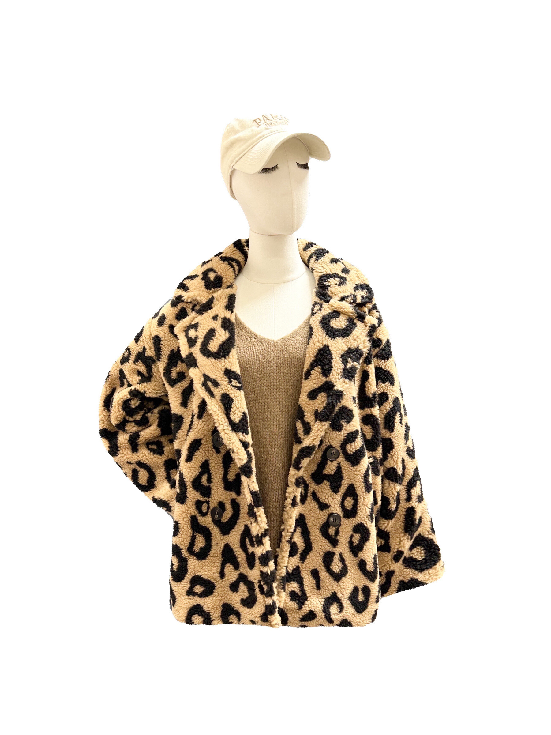 Großhändler J&L - Langärmliger Moumouth-Mantel mit Leopardenmuster