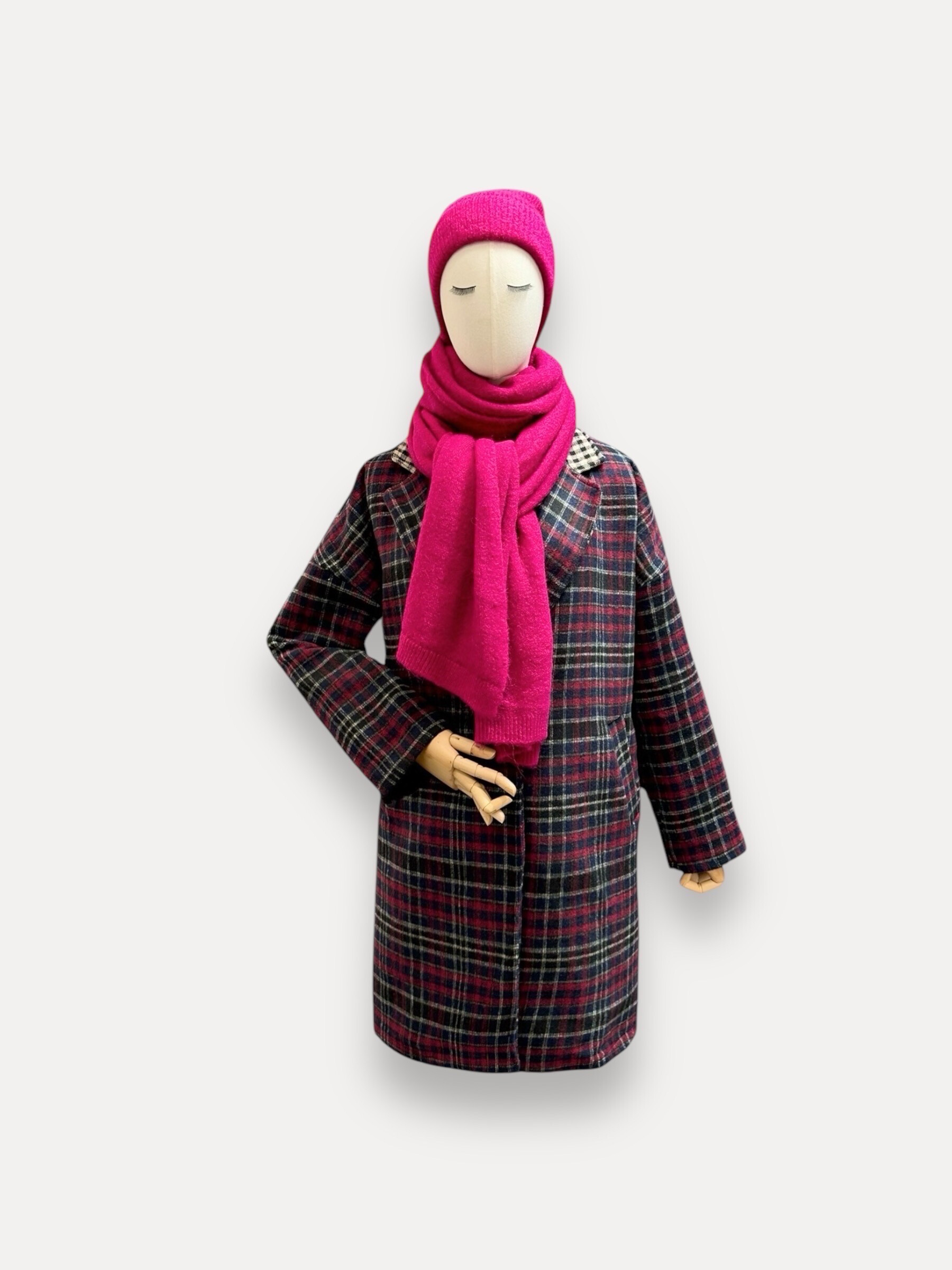 Großhändler J&L - KAMILLA Karierter Mantel mit langen Ärmeln