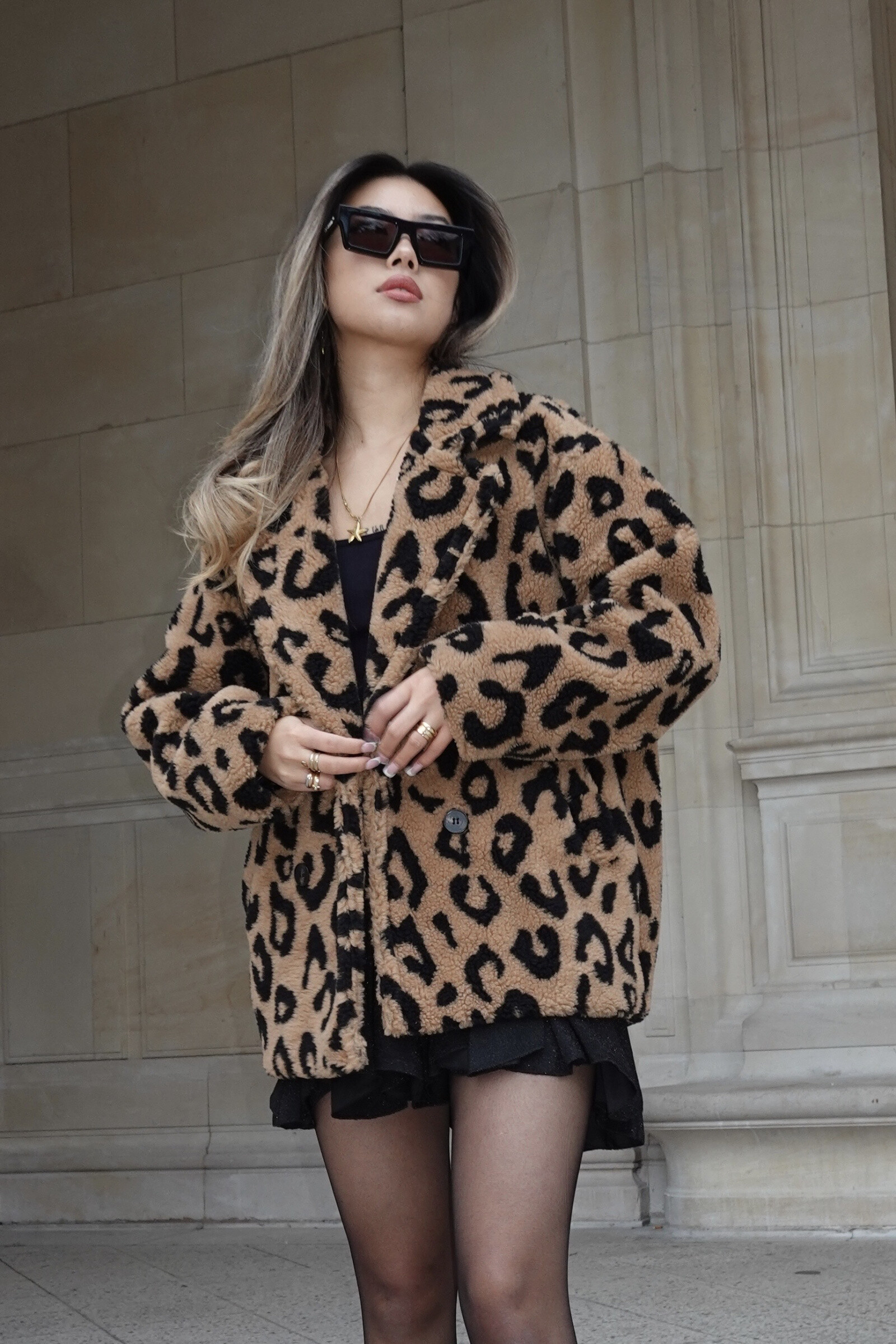 Wholesaler J&L - Long-sleeved Leopard-print Moumouth Coat