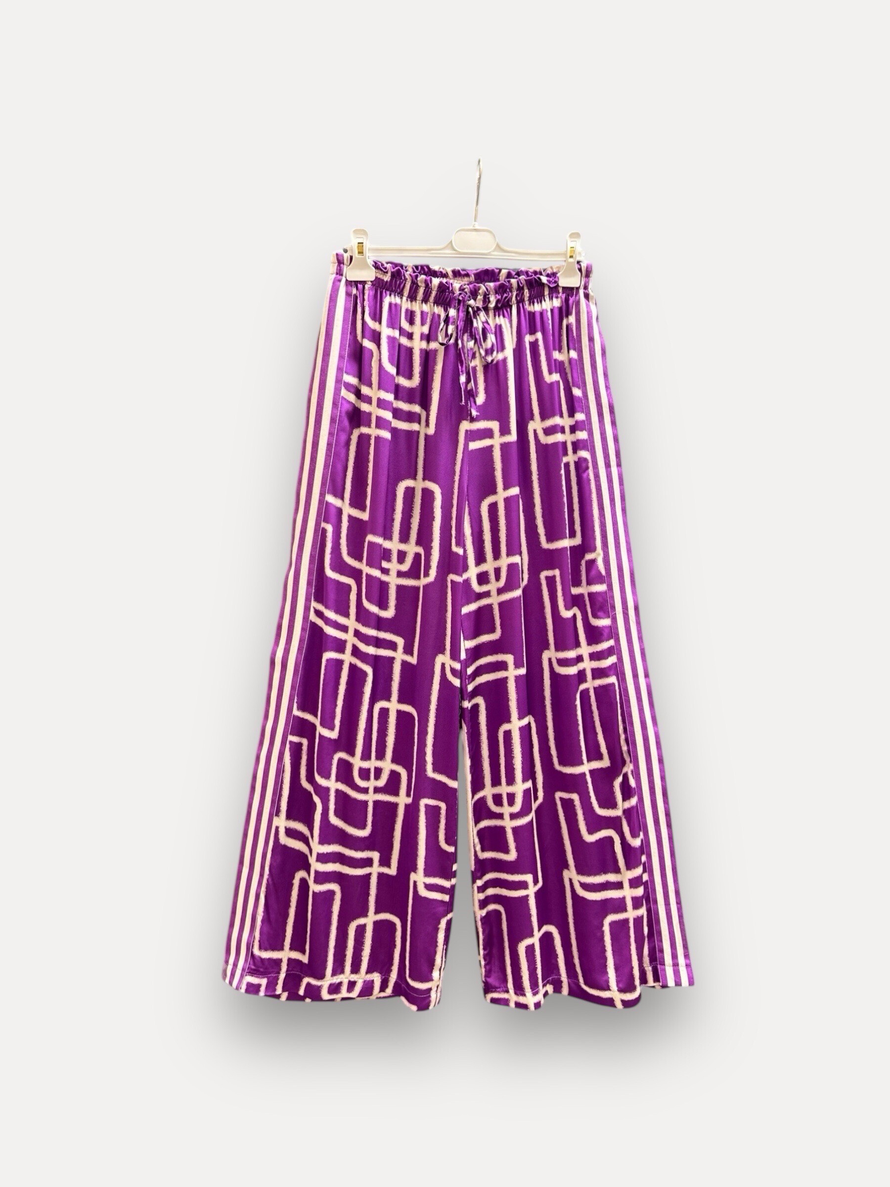 Wholesaler J&L - Flowing Silk Geometric Pattern Trousers