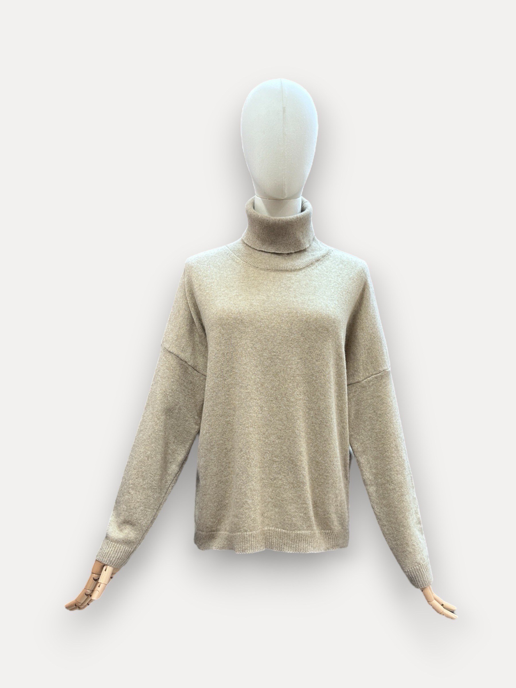 Grossiste J&L - Pull ELINA à manches longues col roulé uni en cachemire